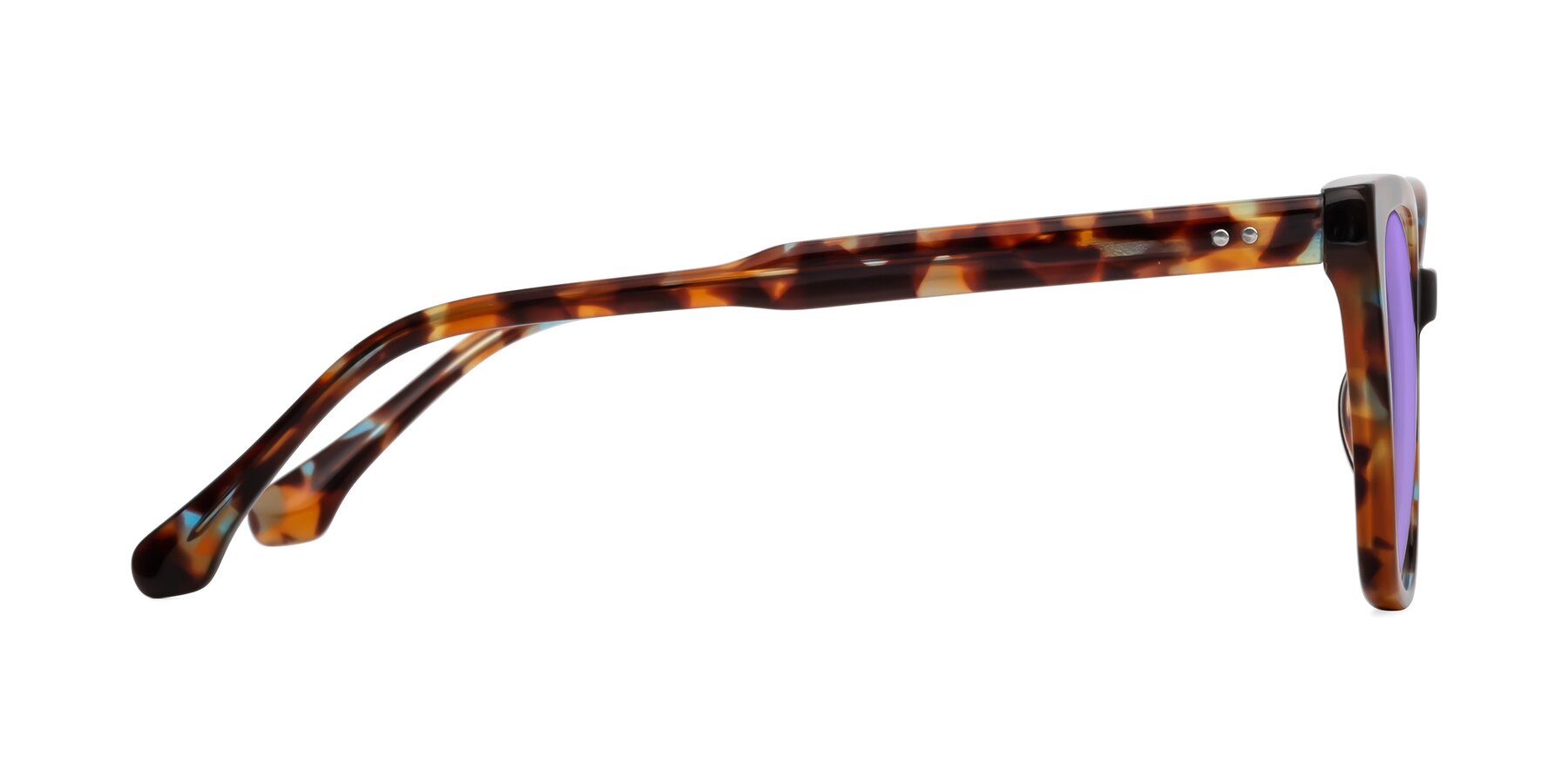 Side of Cool in Floral Tortoise with Medium Purple Tinted Lenses