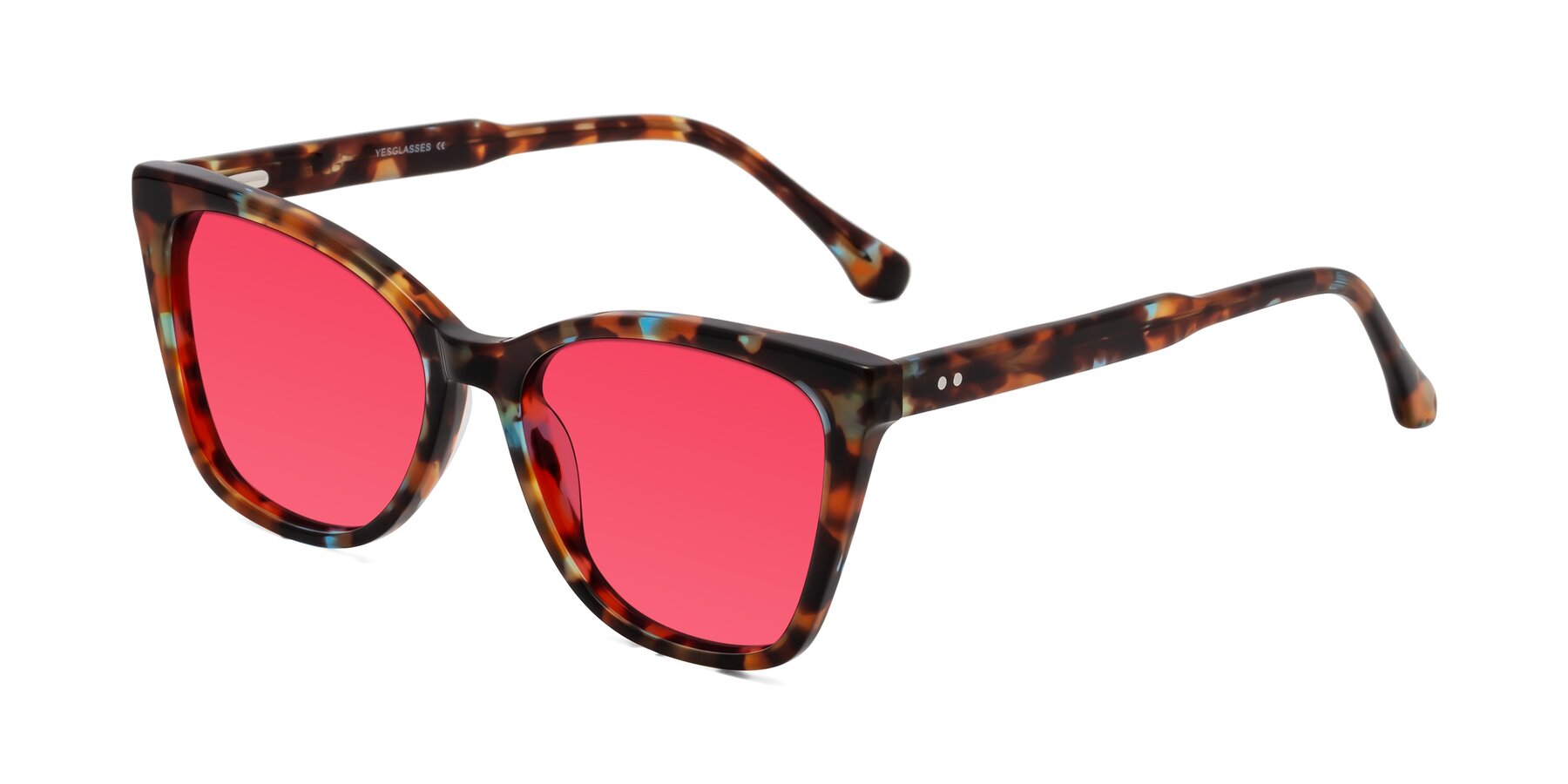 Angle of Cool in Floral Tortoise with Red Tinted Lenses