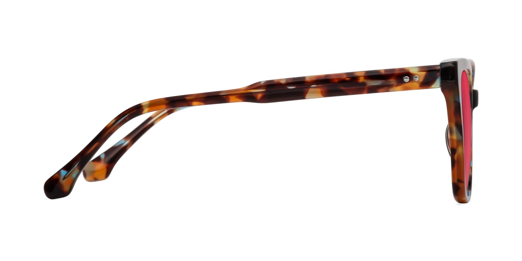 Side of Cool in Floral Tortoise with Red Tinted Lenses