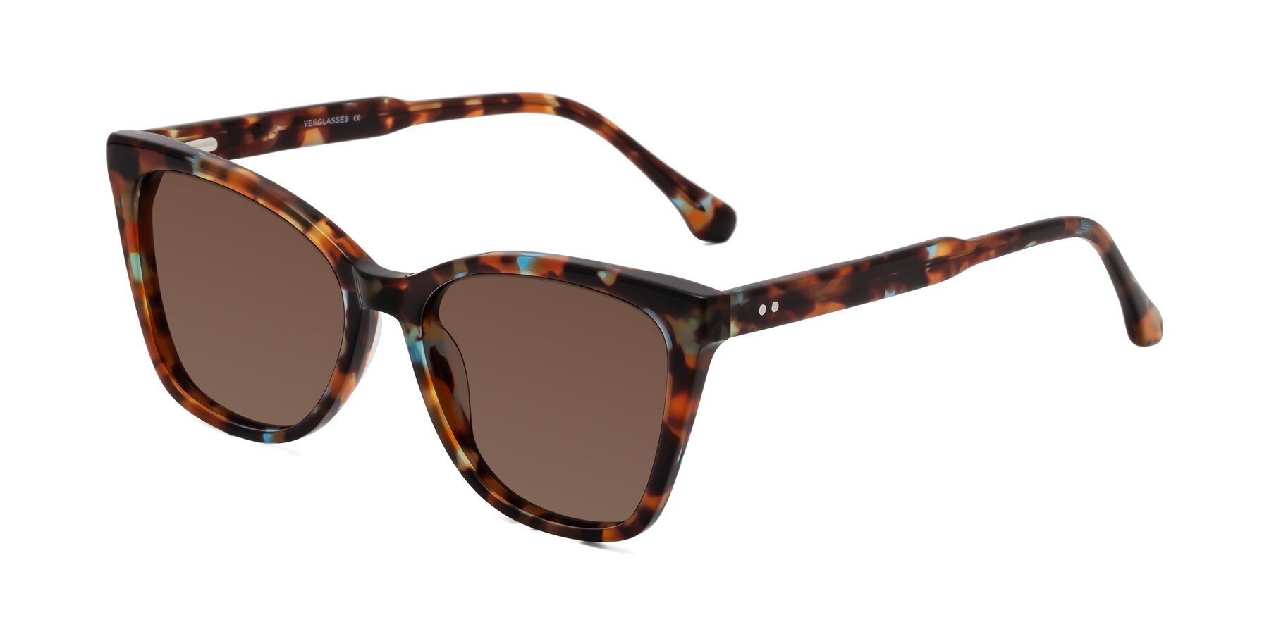 Angle of Cool in Floral Tortoise with Brown Tinted Lenses