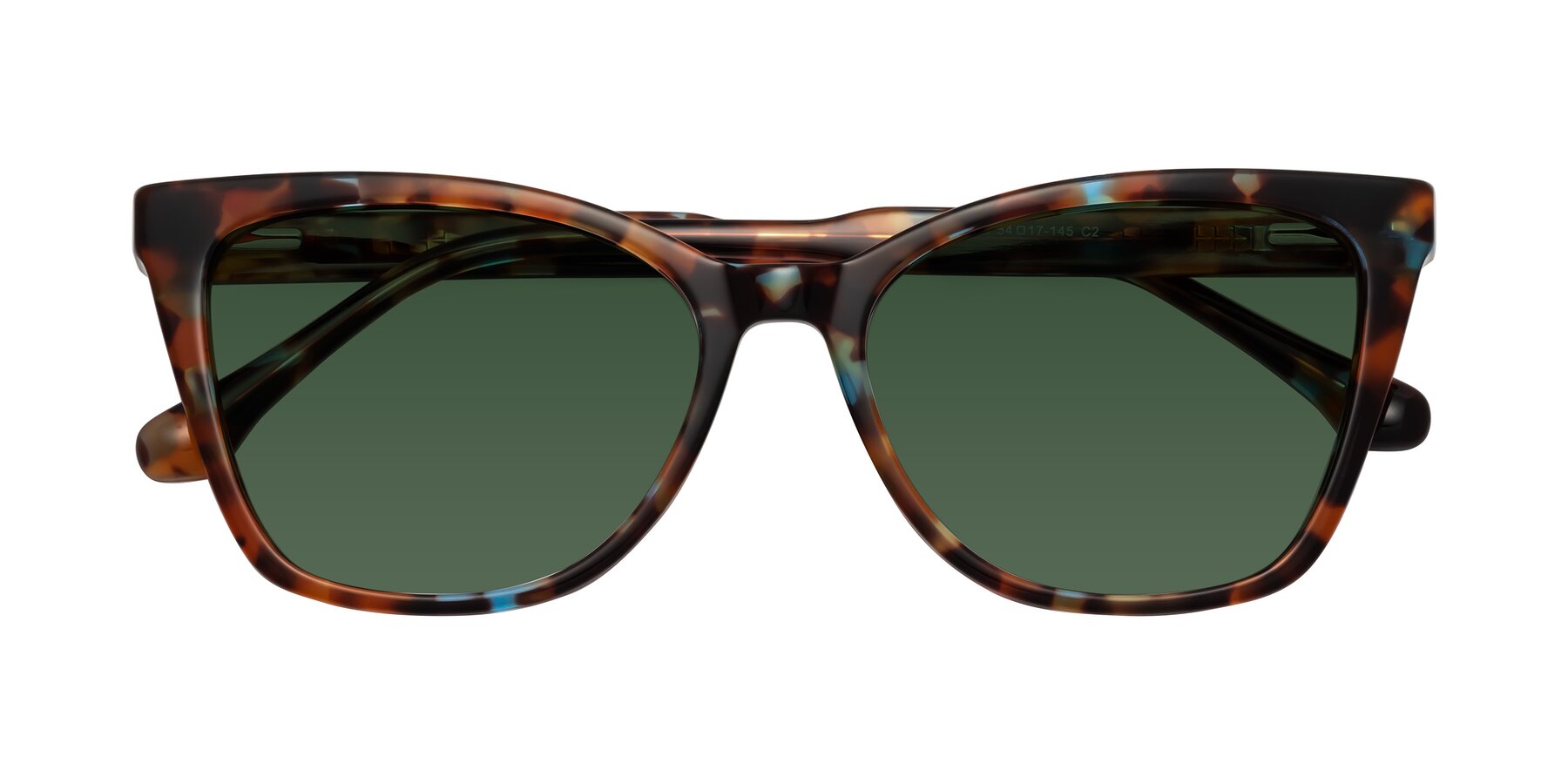 Folded Front of Cool in Floral Tortoise with Green Tinted Lenses