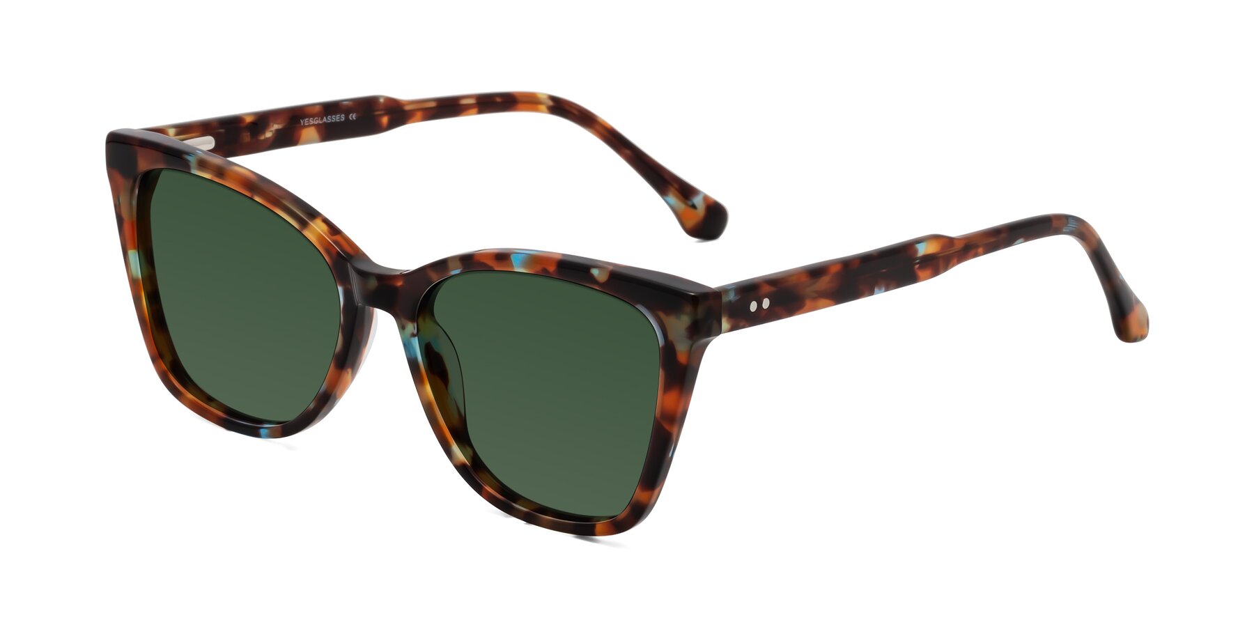 Angle of Cool in Floral Tortoise with Green Tinted Lenses