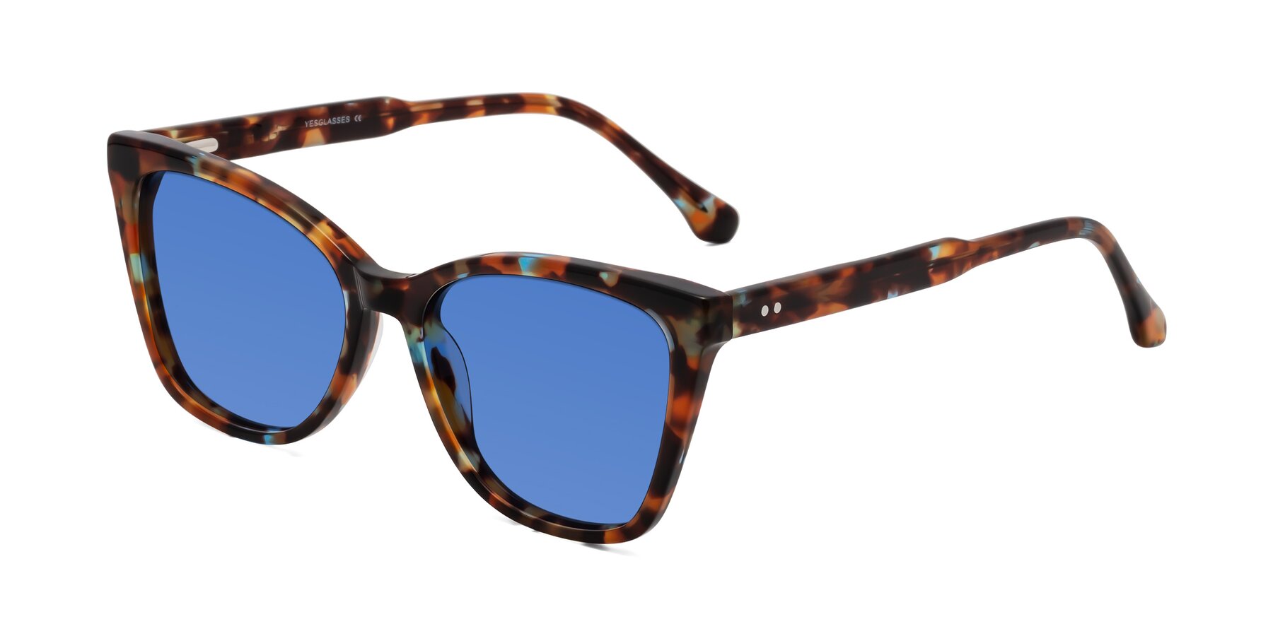 Angle of Cool in Floral Tortoise with Blue Tinted Lenses