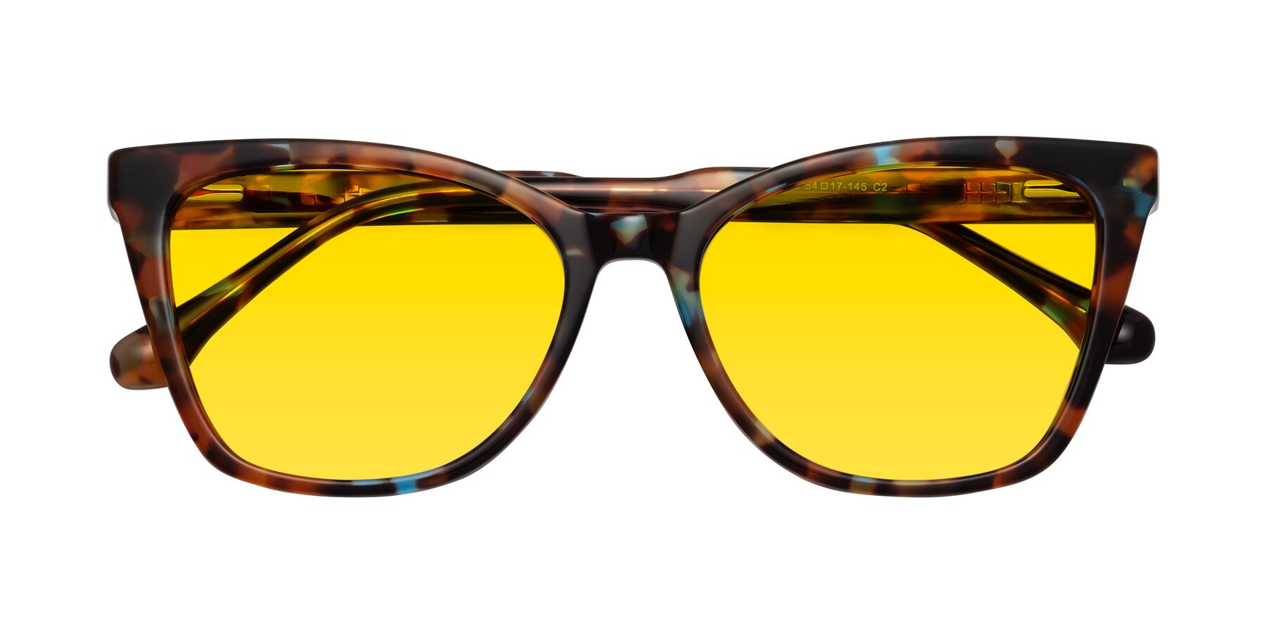 Folded Front of Cool in Floral Tortoise with Yellow Tinted Lenses