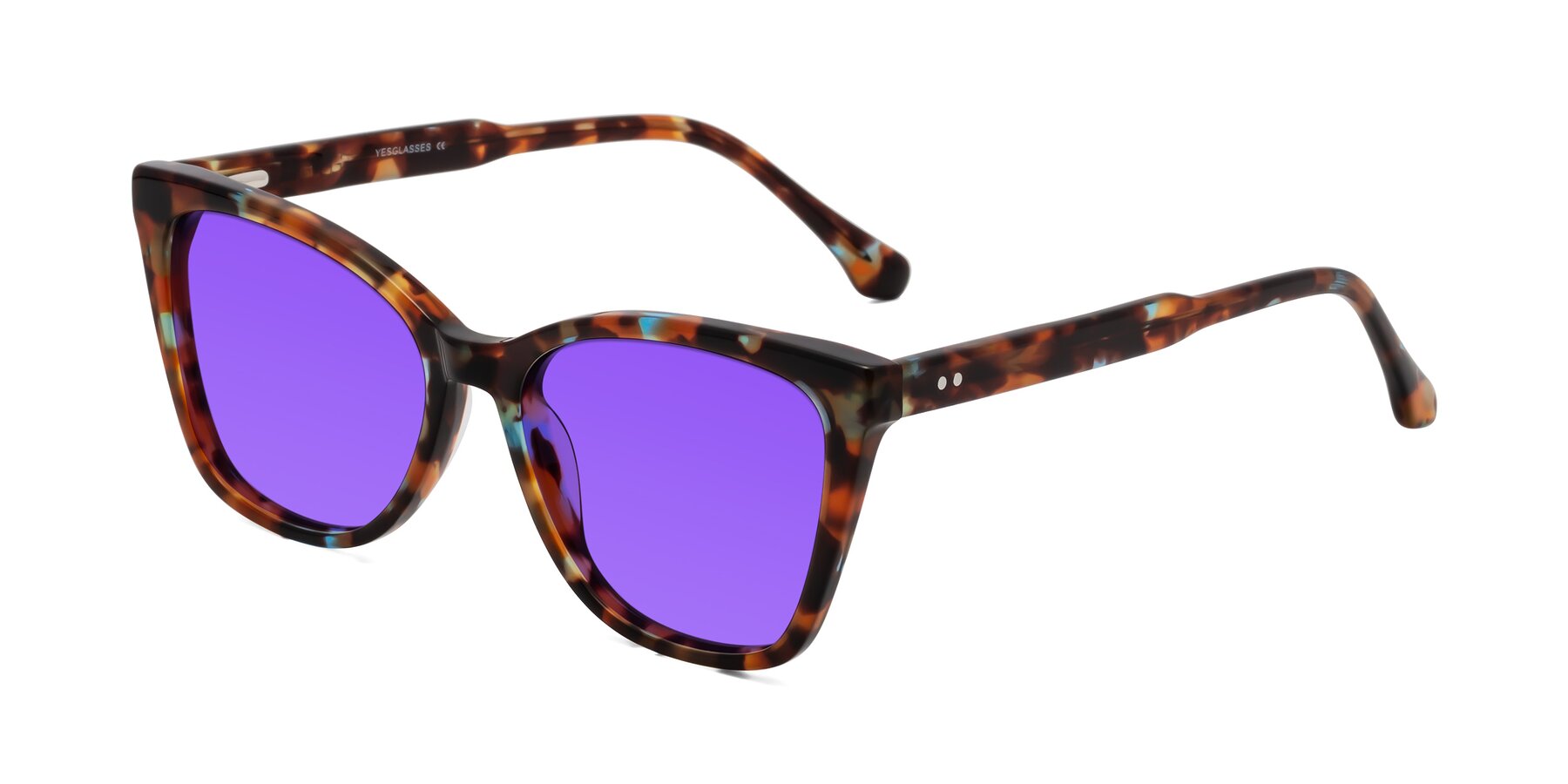 Angle of Cool in Floral Tortoise with Purple Tinted Lenses