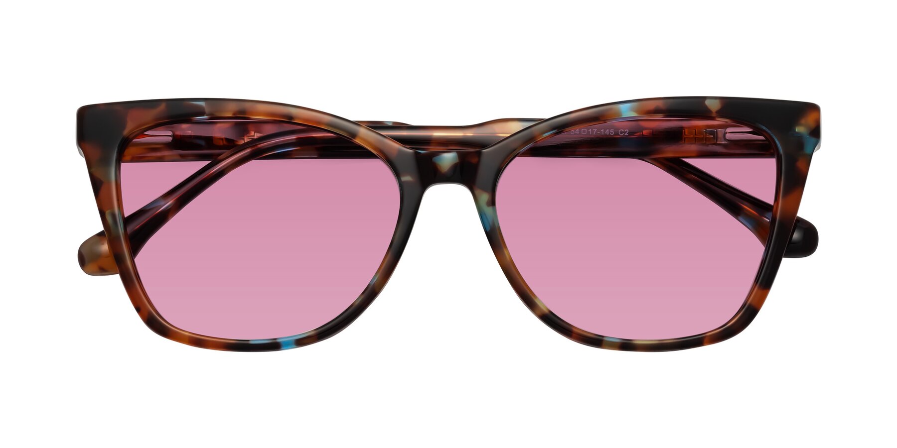 Folded Front of Cool in Floral Tortoise with Medium Wine Tinted Lenses