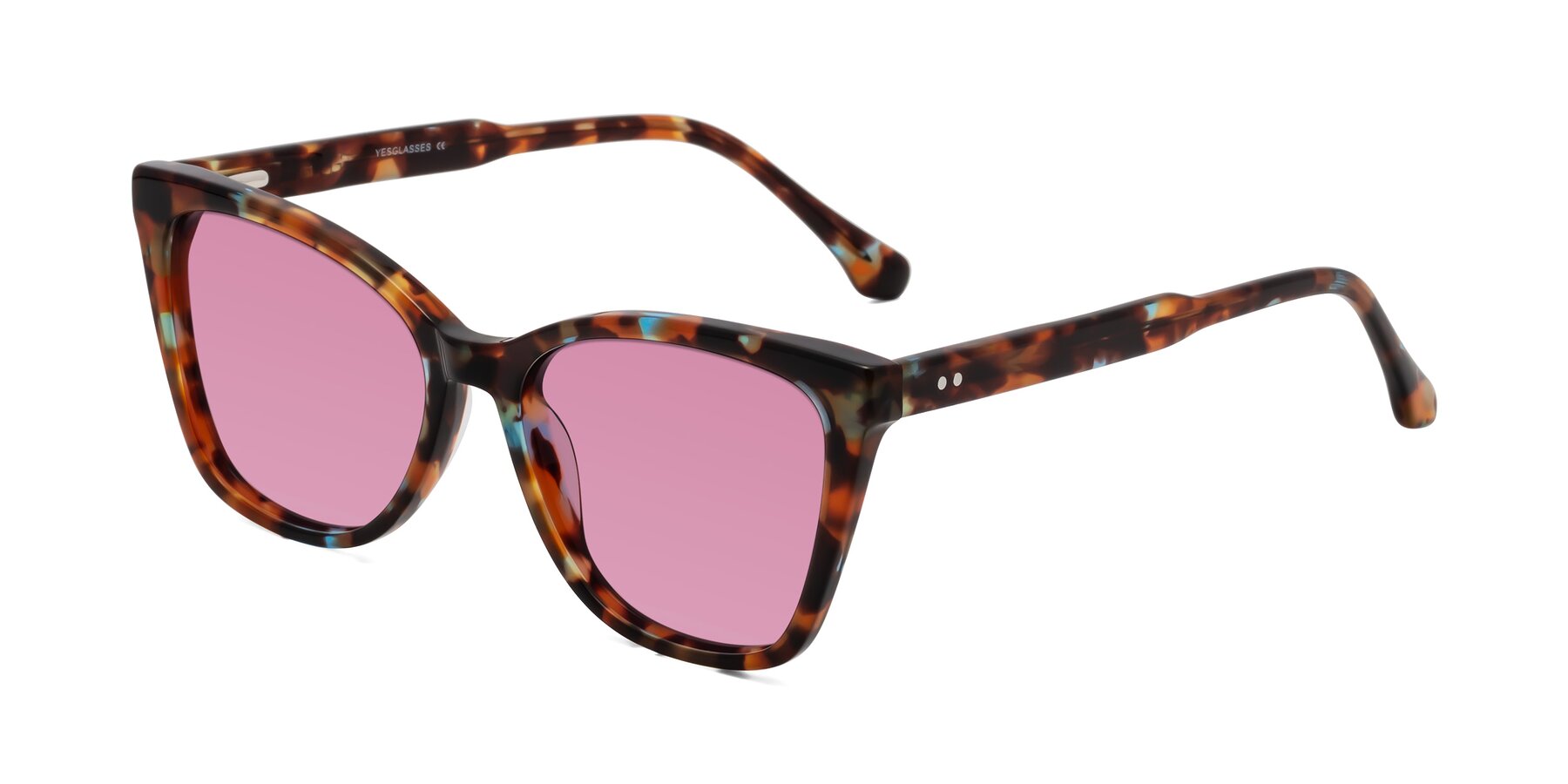 Angle of Cool in Floral Tortoise with Medium Wine Tinted Lenses