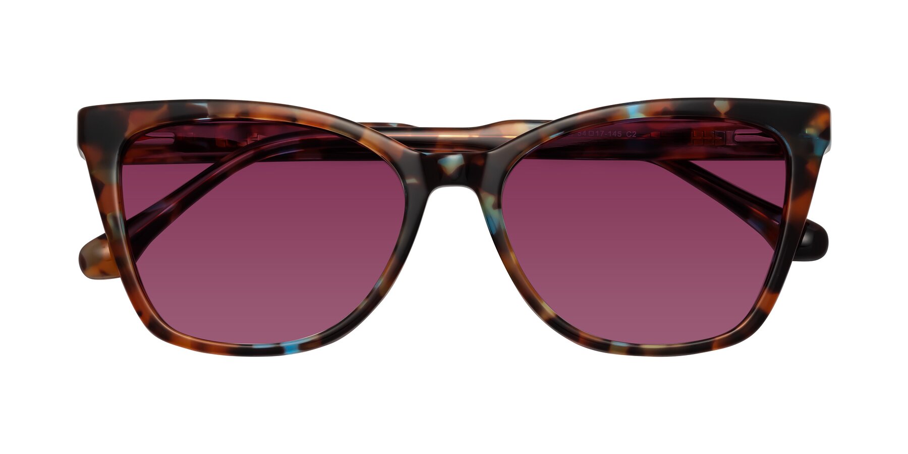 Folded Front of Cool in Floral Tortoise with Wine Tinted Lenses