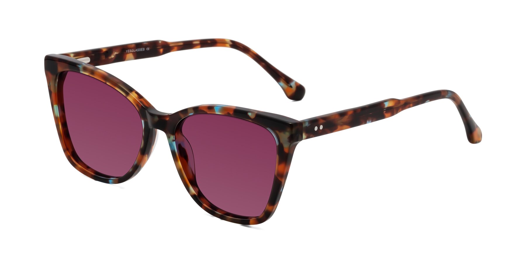 Angle of Cool in Floral Tortoise with Wine Tinted Lenses