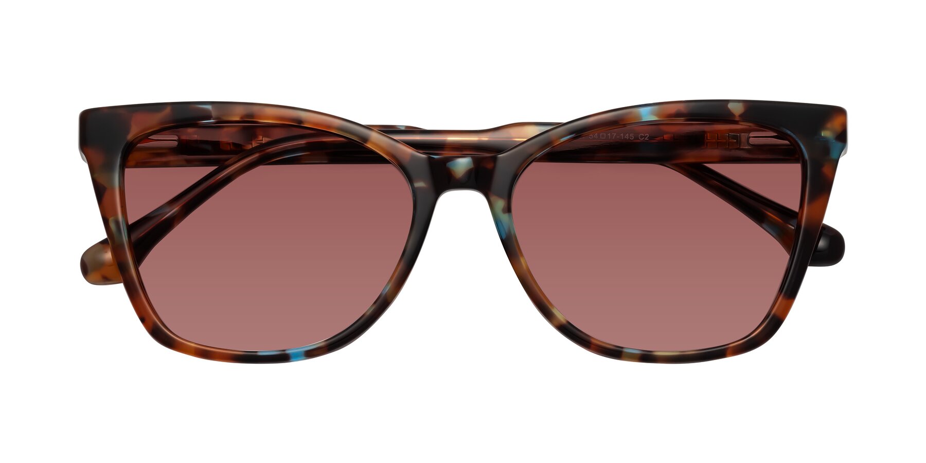 Folded Front of Cool in Floral Tortoise with Garnet Tinted Lenses