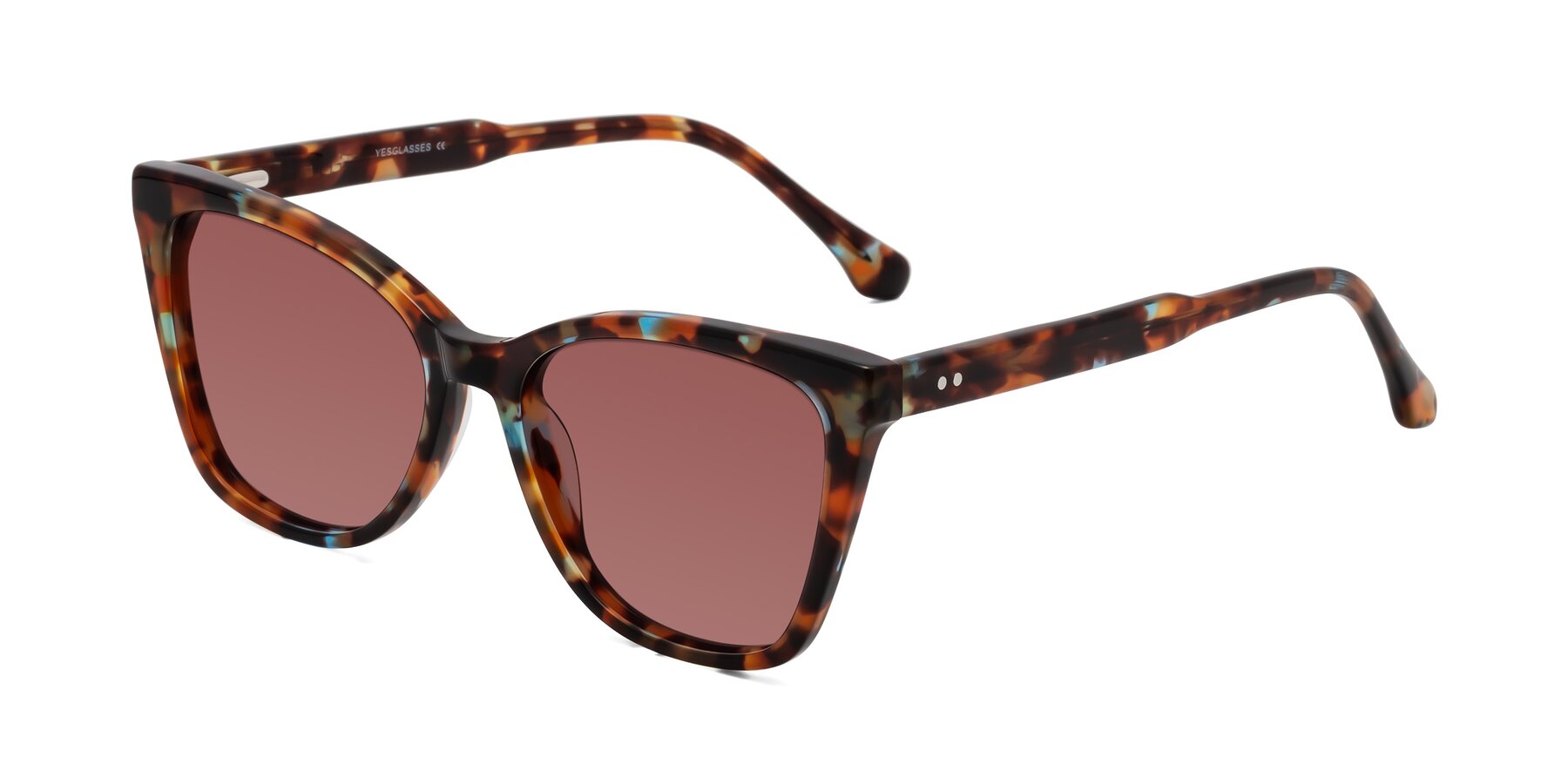 Angle of Cool in Floral Tortoise with Garnet Tinted Lenses