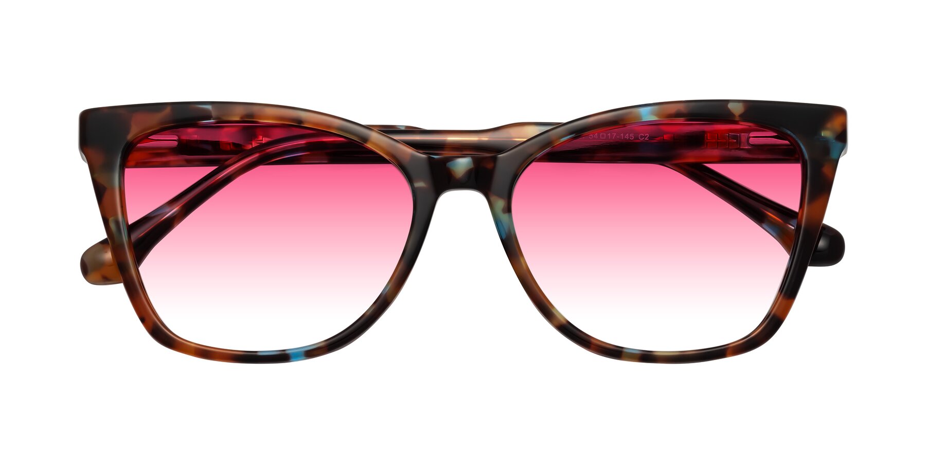 Folded Front of Cool in Floral Tortoise with Pink Gradient Lenses