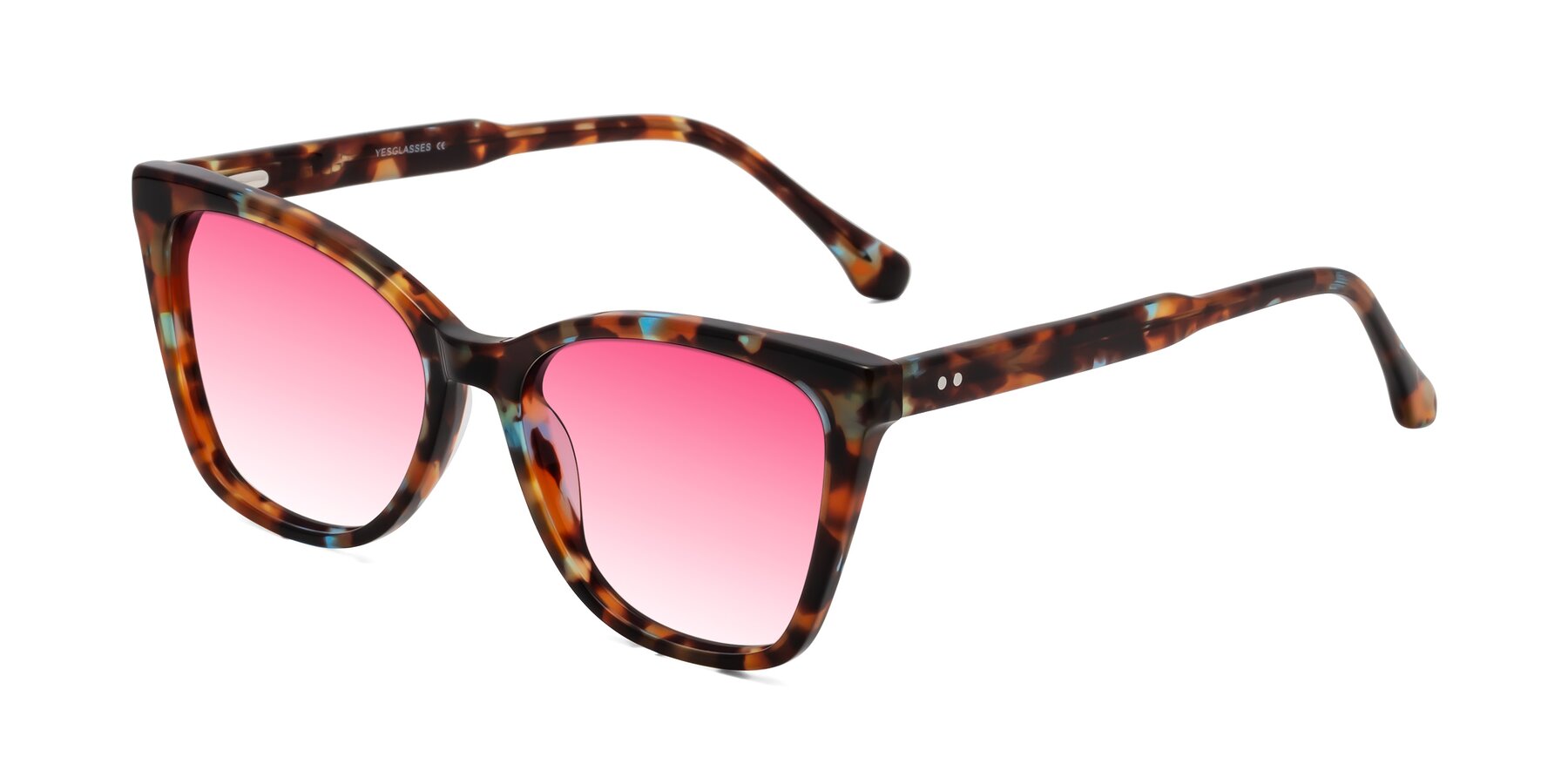 Angle of Cool in Floral Tortoise with Pink Gradient Lenses