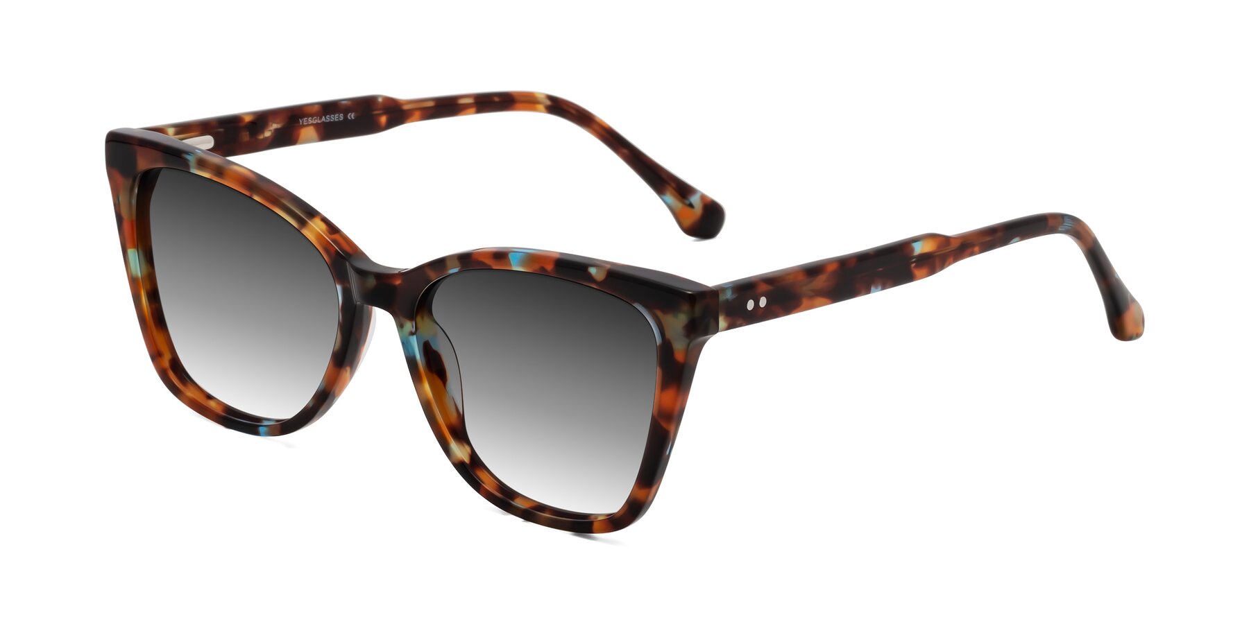 Angle of Cool in Floral Tortoise with Gray Gradient Lenses