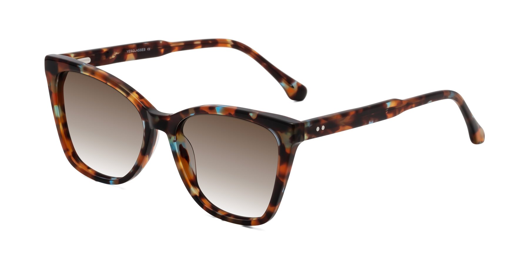 Angle of Cool in Floral Tortoise with Brown Gradient Lenses