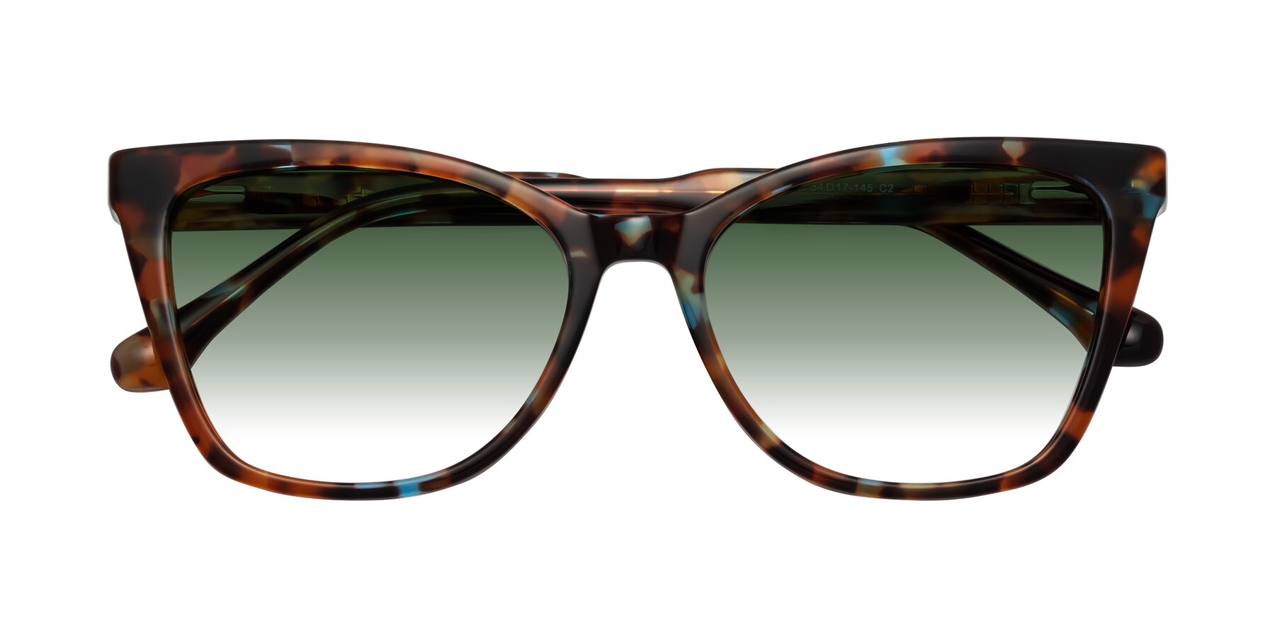 Folded Front of Cool in Floral Tortoise with Green Gradient Lenses