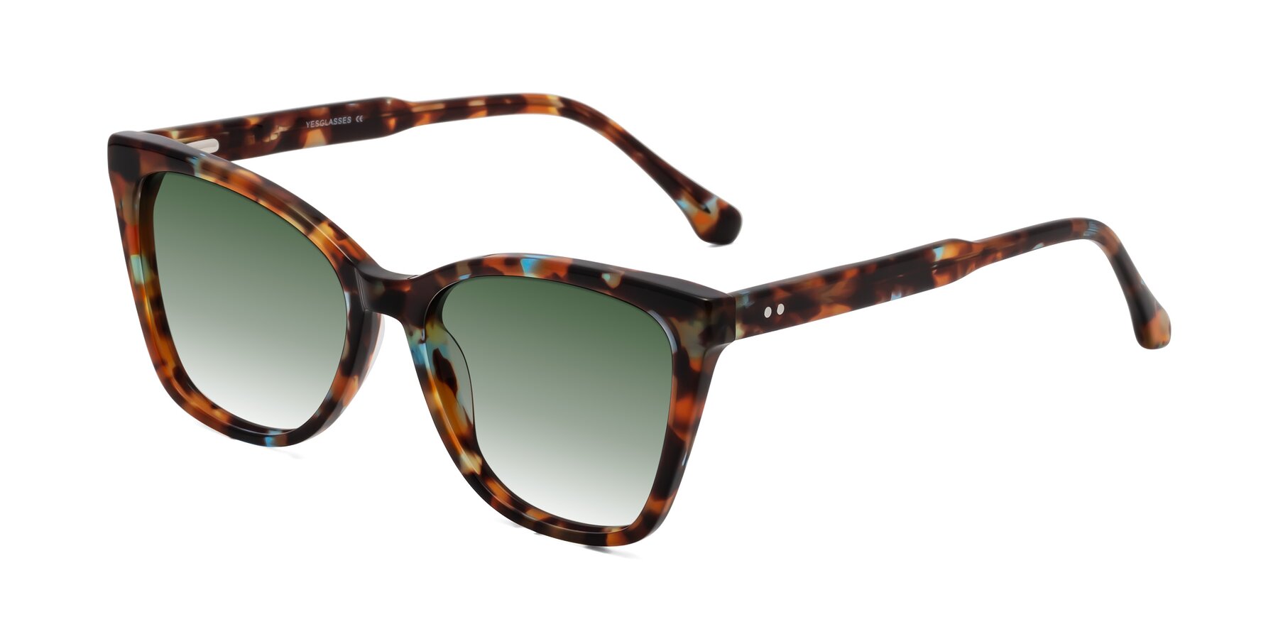 Angle of Cool in Floral Tortoise with Green Gradient Lenses