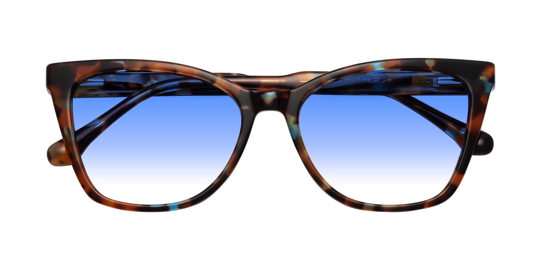 Folded Front of Cool in Floral Tortoise with Blue Gradient Lenses