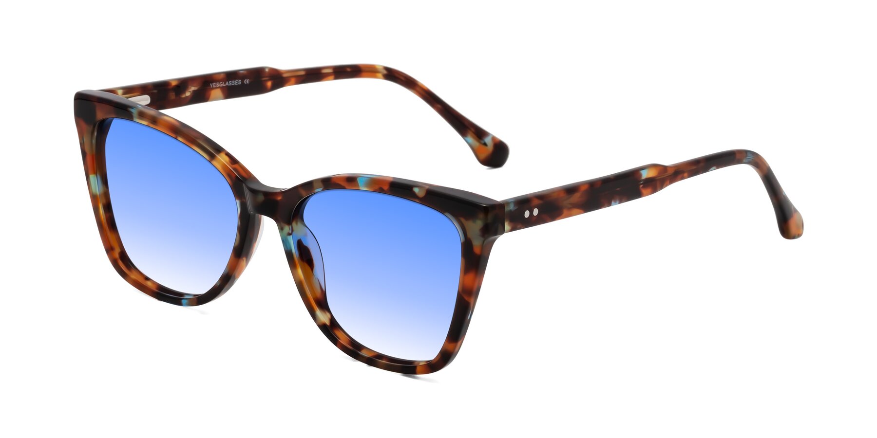 Angle of Cool in Floral Tortoise with Blue Gradient Lenses