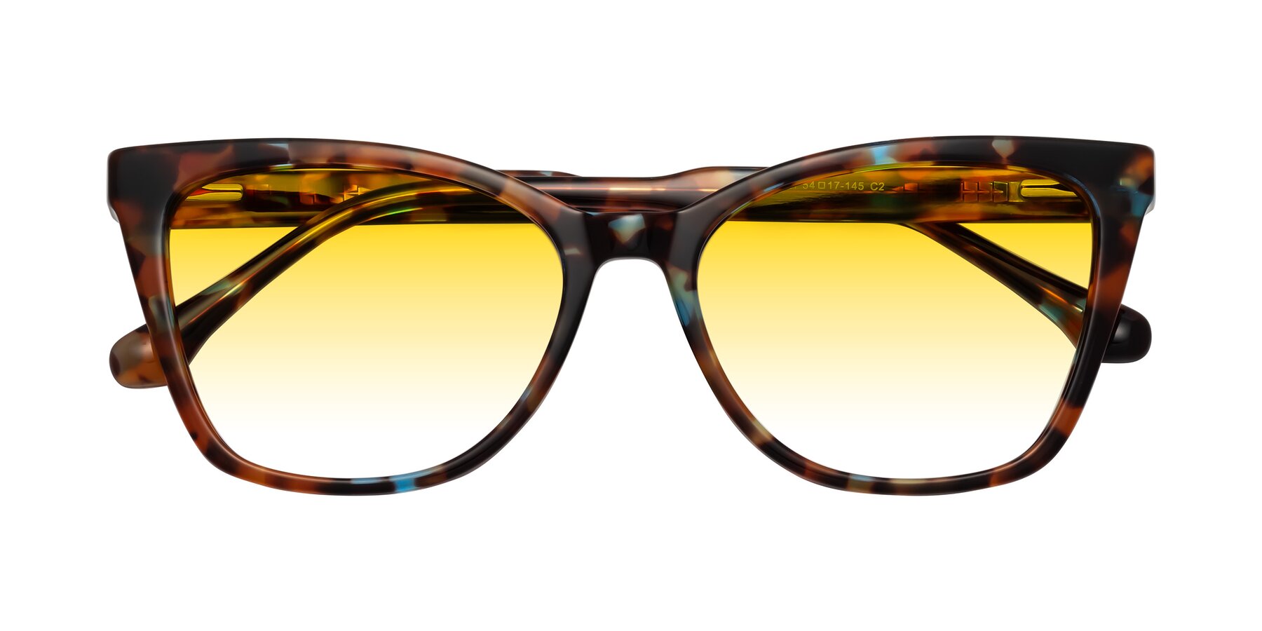 Folded Front of Cool in Floral Tortoise with Yellow Gradient Lenses