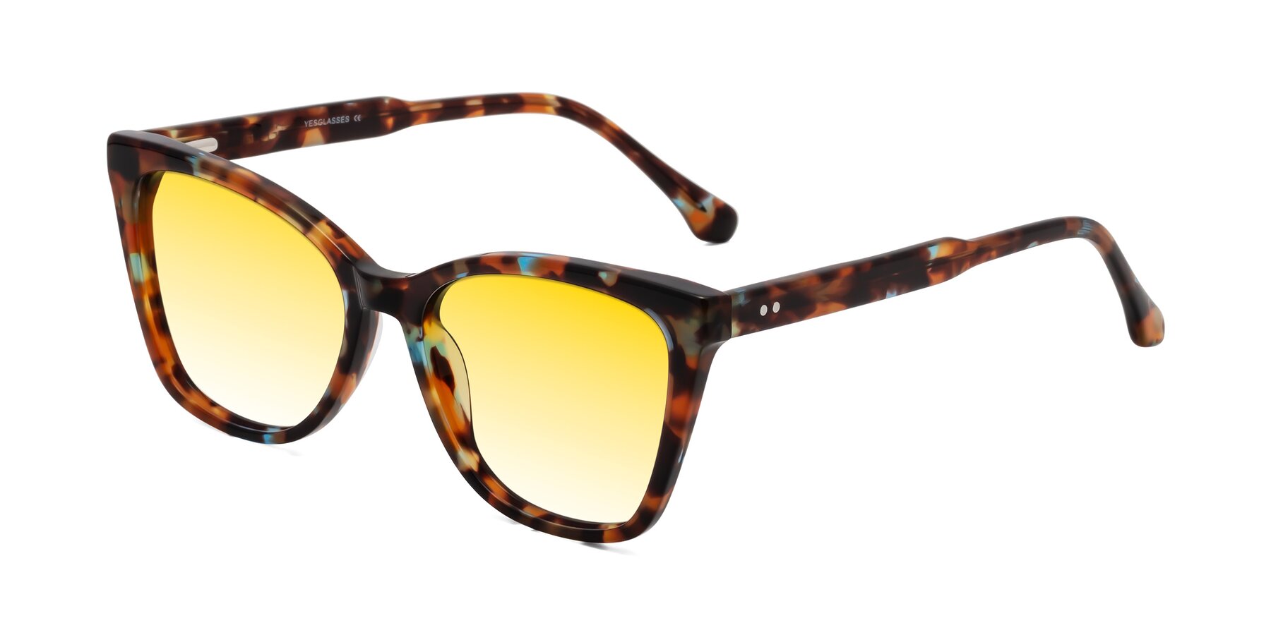 Angle of Cool in Floral Tortoise with Yellow Gradient Lenses