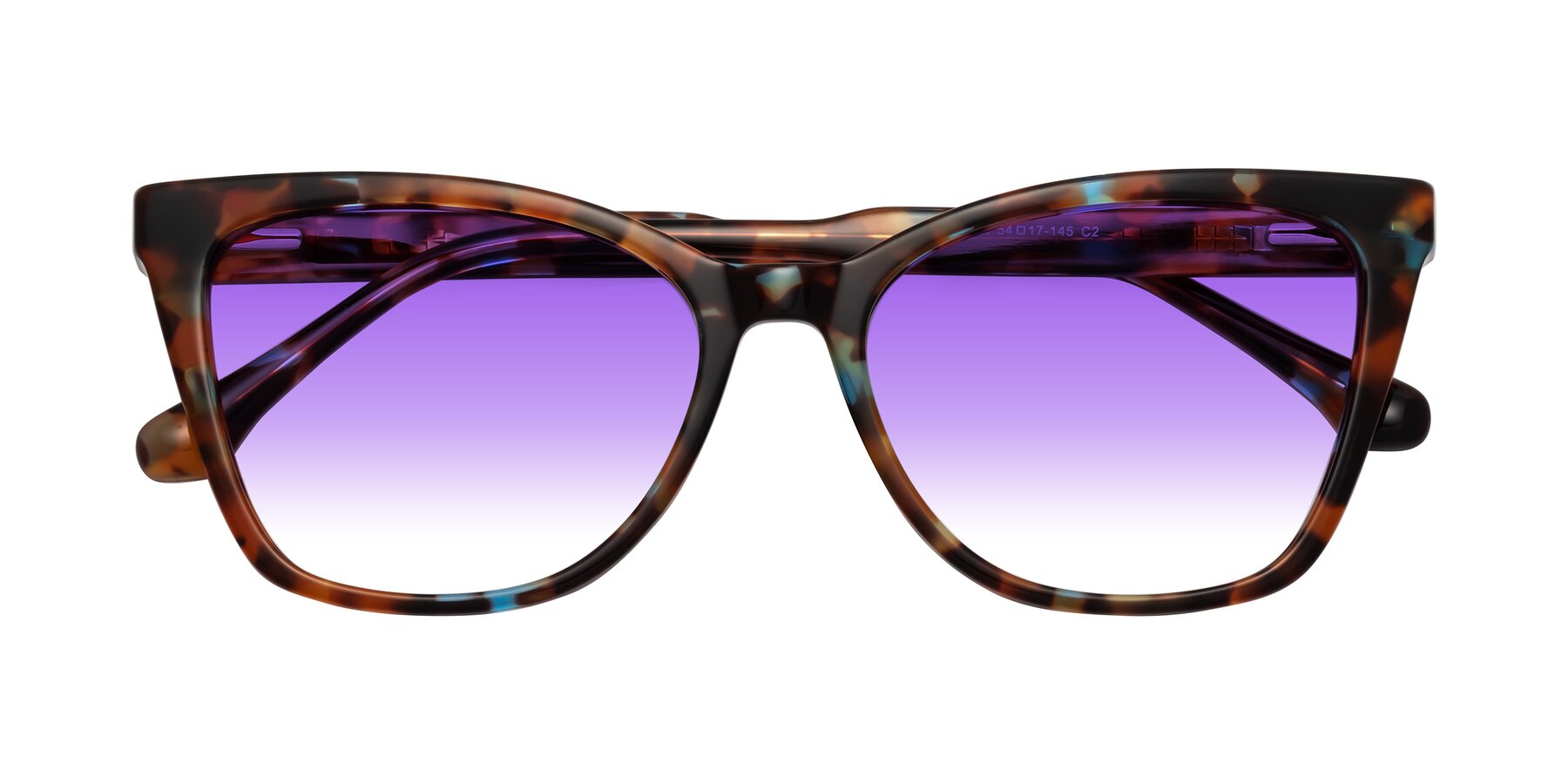 Folded Front of Cool in Floral Tortoise with Purple Gradient Lenses