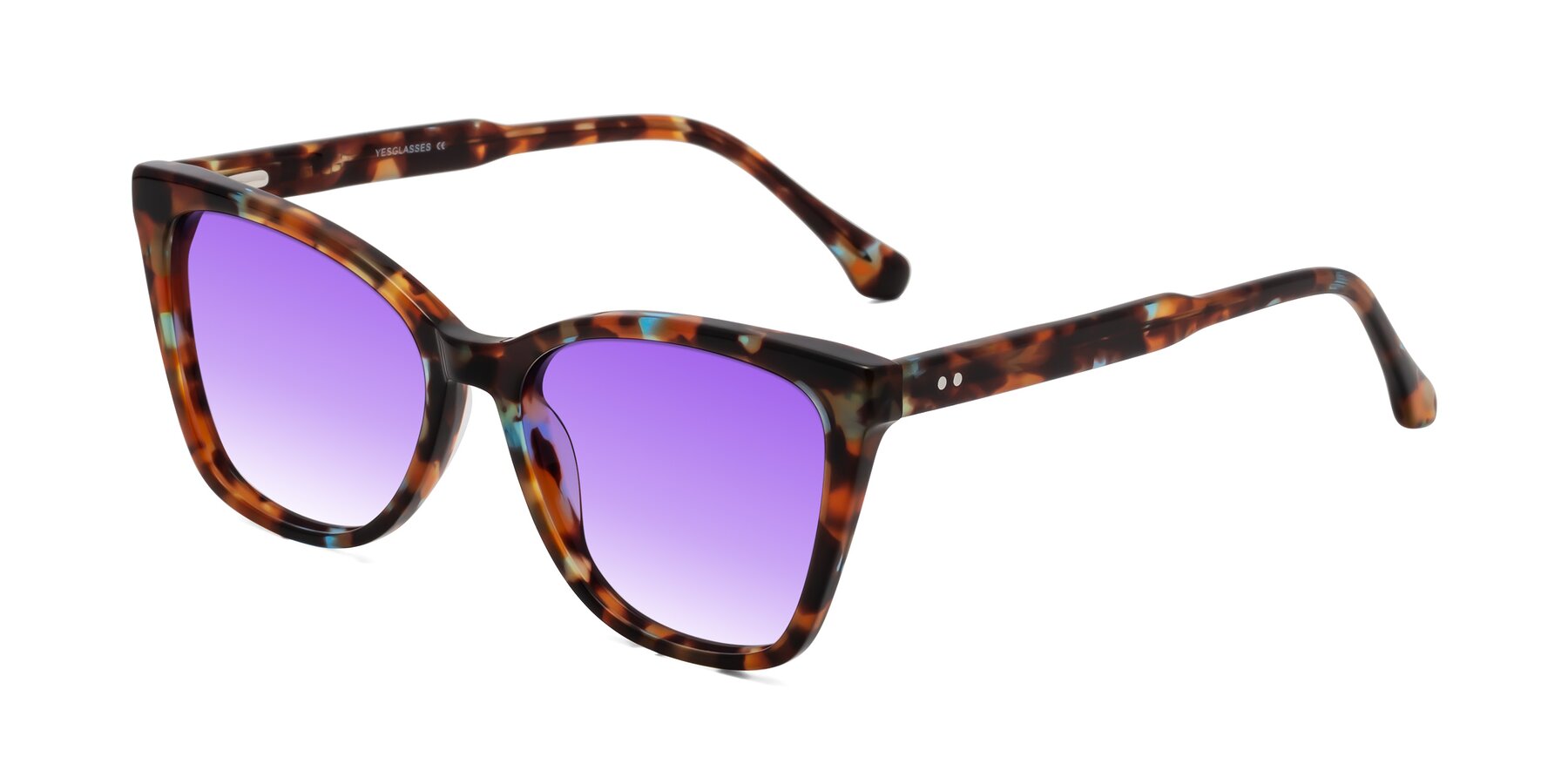 Angle of Cool in Floral Tortoise with Purple Gradient Lenses