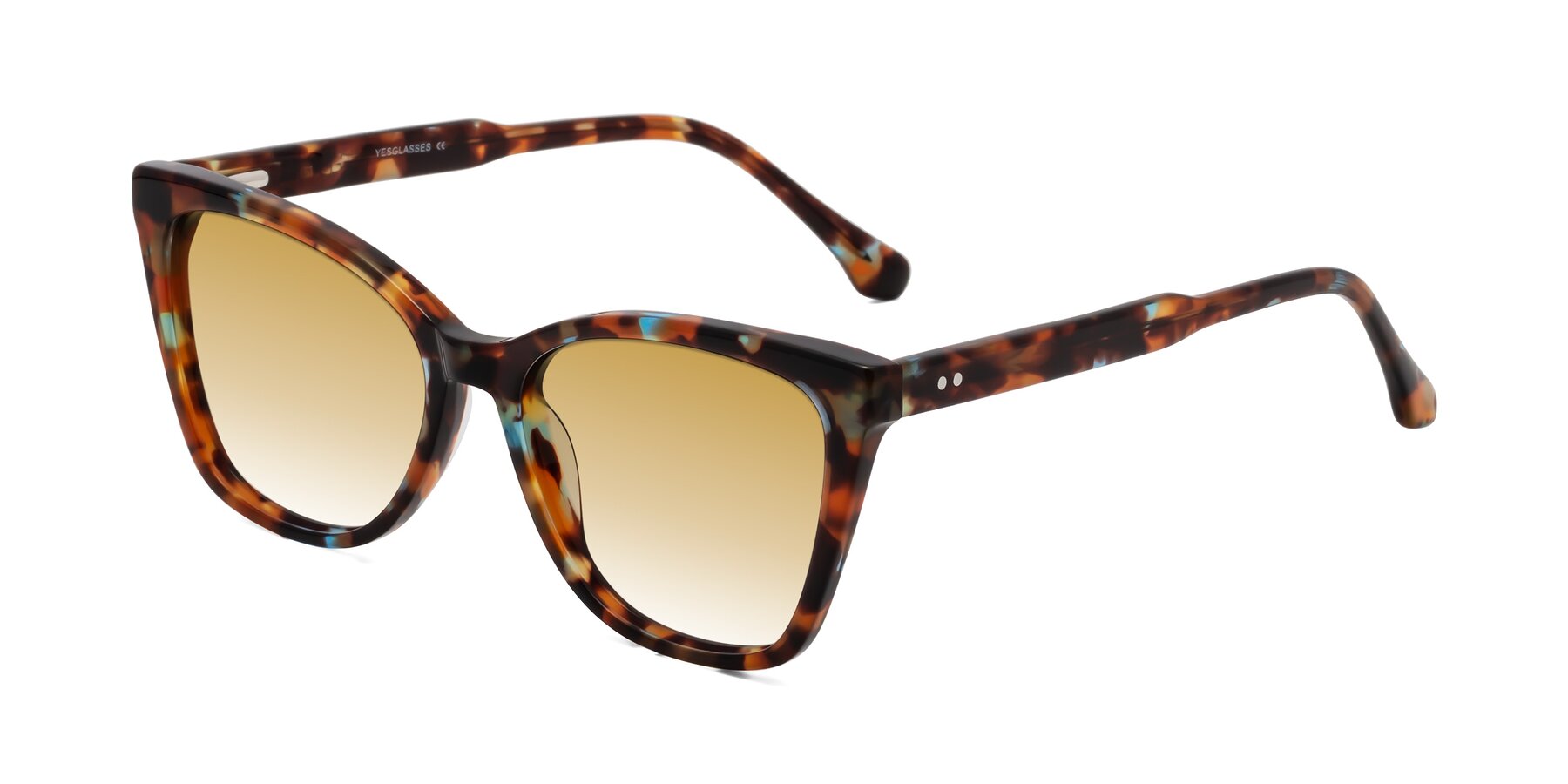 Angle of Cool in Floral Tortoise with Champagne Gradient Lenses