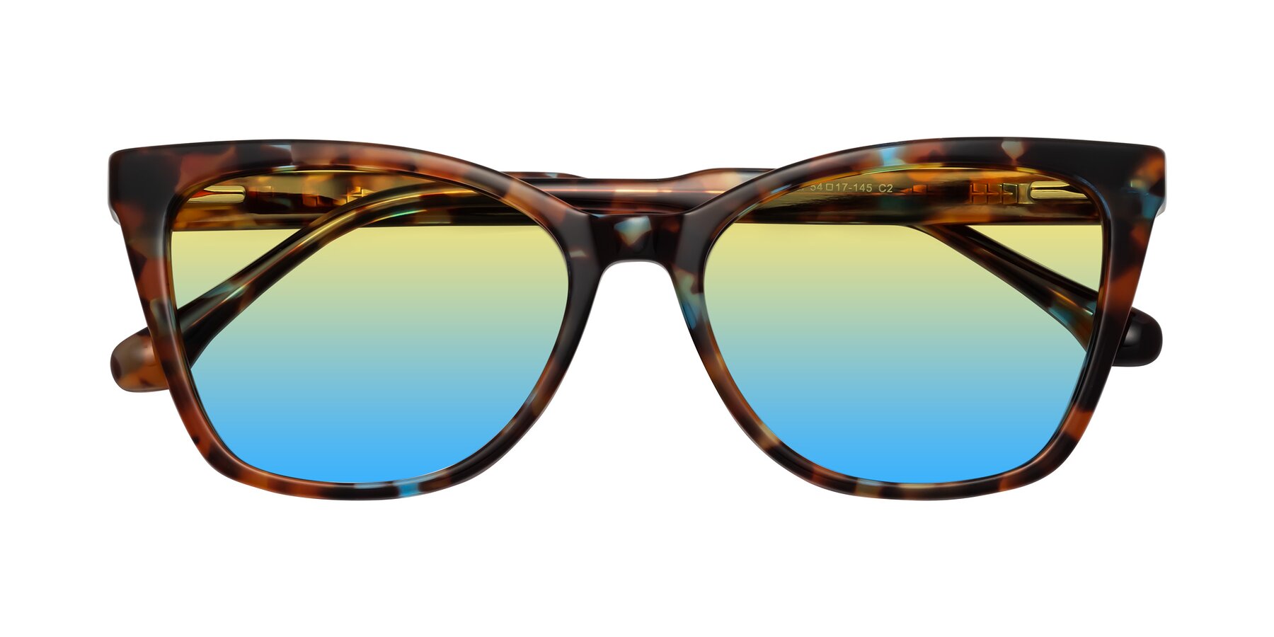 Folded Front of Cool in Floral Tortoise with Yellow / Blue Gradient Lenses