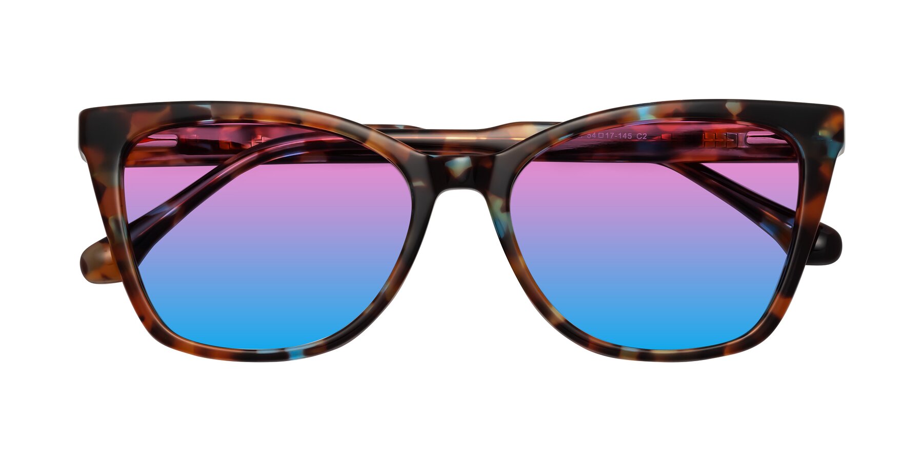 Folded Front of Cool in Floral Tortoise with Pink / Blue Gradient Lenses