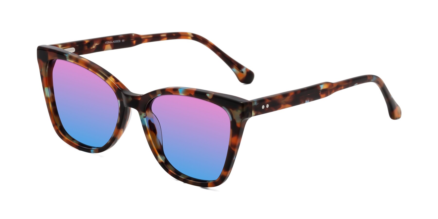 Angle of Cool in Floral Tortoise with Pink / Blue Gradient Lenses