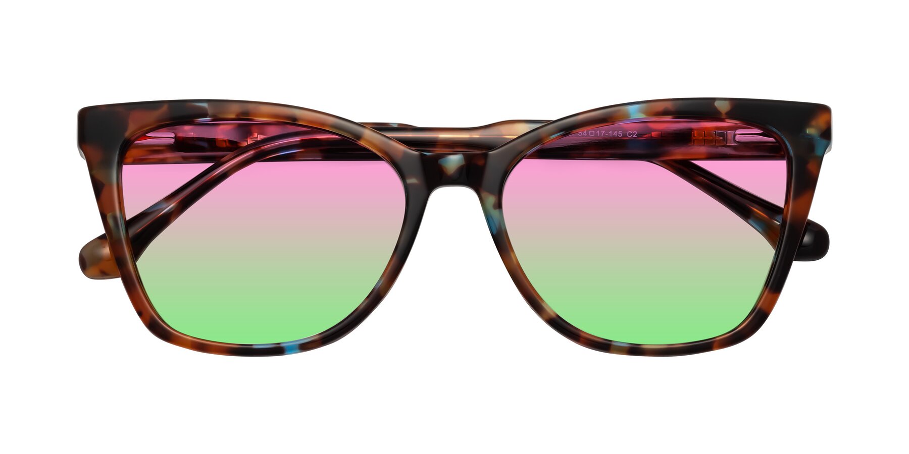 Folded Front of Cool in Floral Tortoise with Pink / Green Gradient Lenses