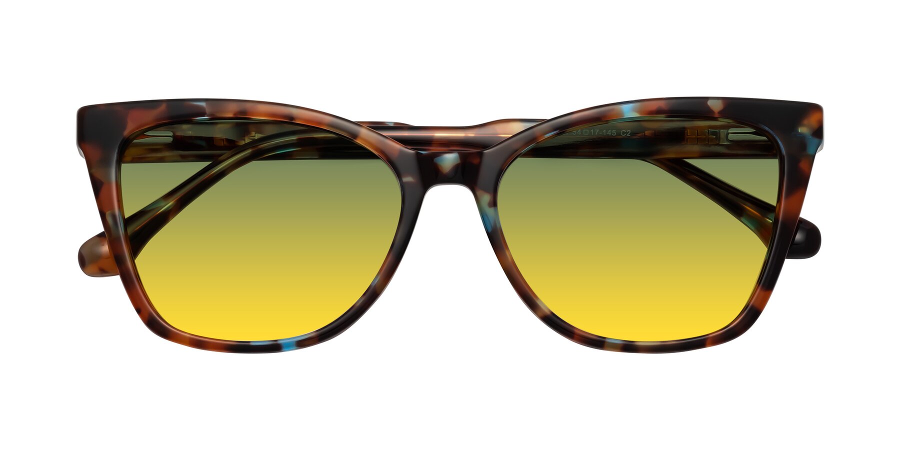 Folded Front of Cool in Floral Tortoise with Green / Yellow Gradient Lenses