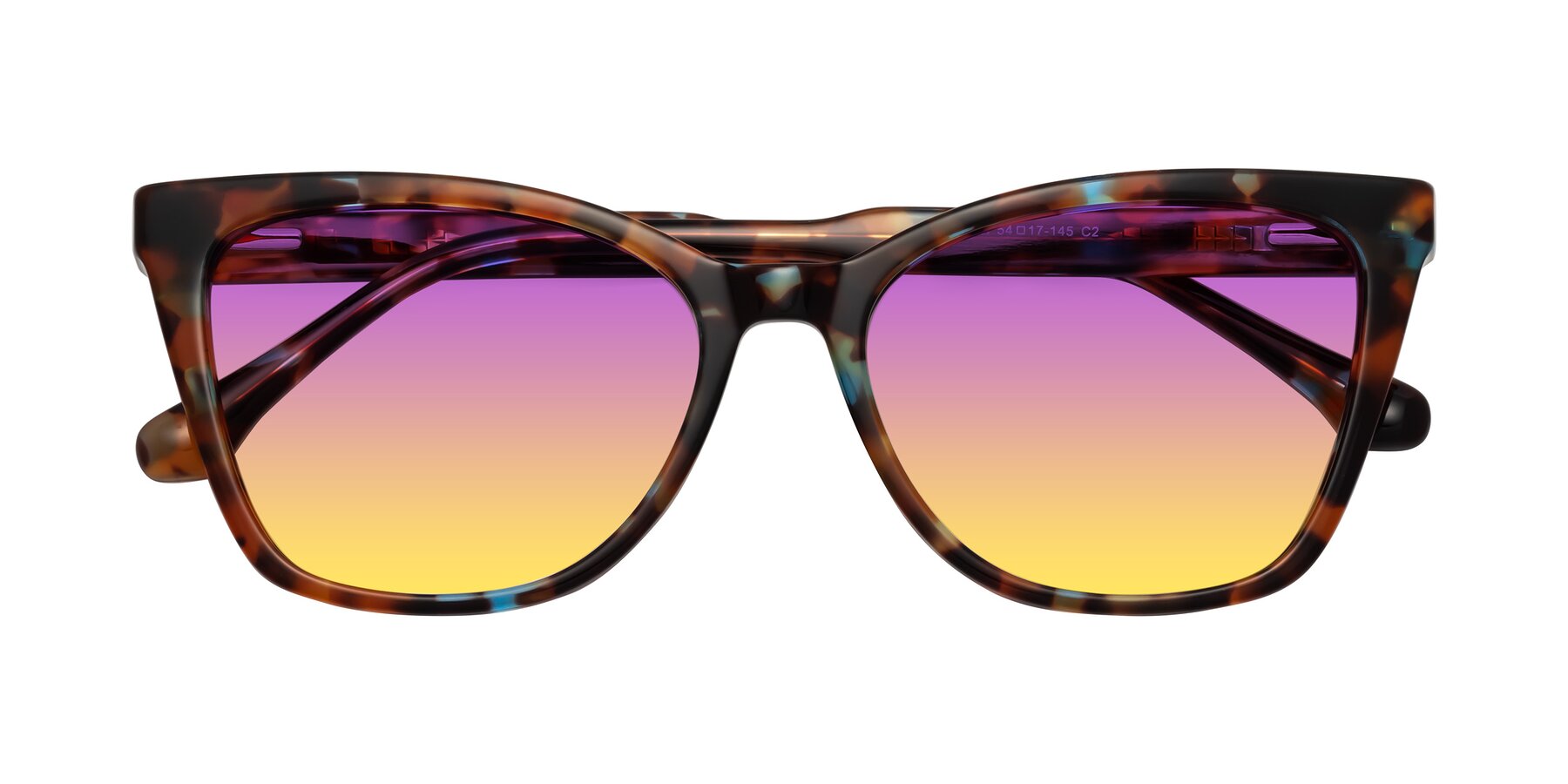 Folded Front of Cool in Floral Tortoise with Purple / Yellow Gradient Lenses