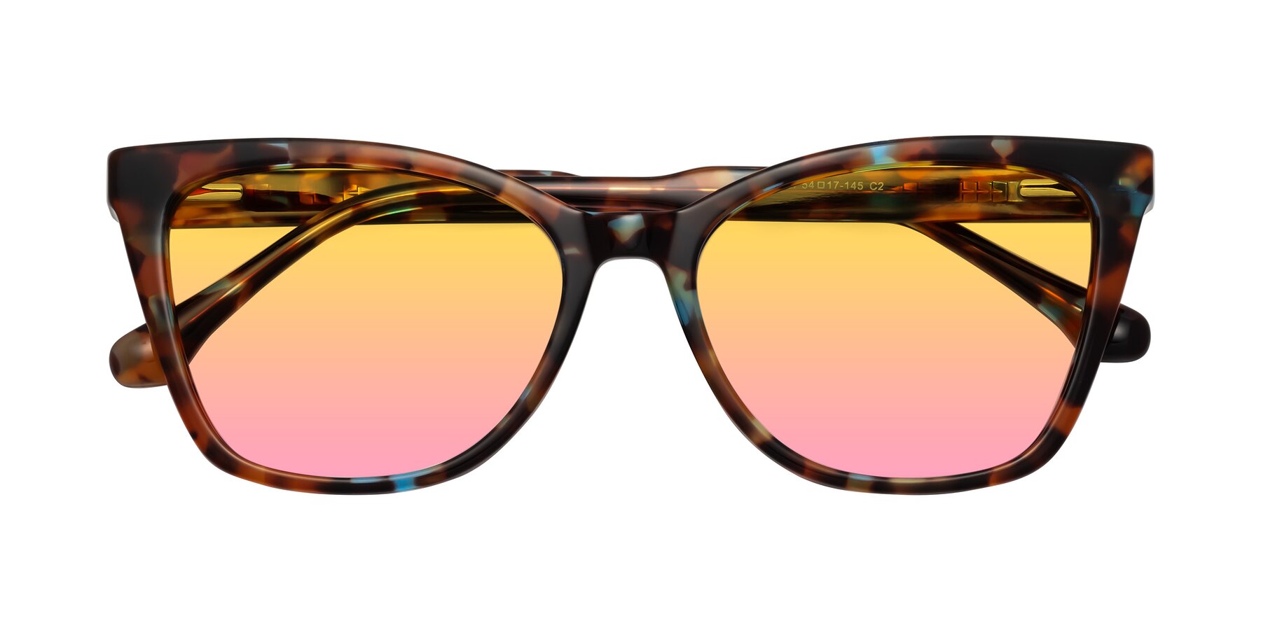 Folded Front of Cool in Floral Tortoise with Yellow / Pink Gradient Lenses