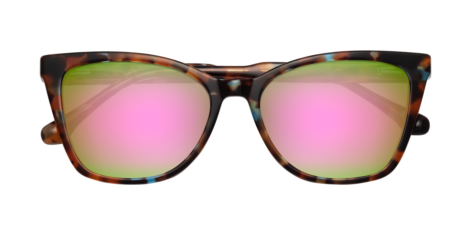 Folded Front of Cool in Floral Tortoise with Pink Mirrored Lenses