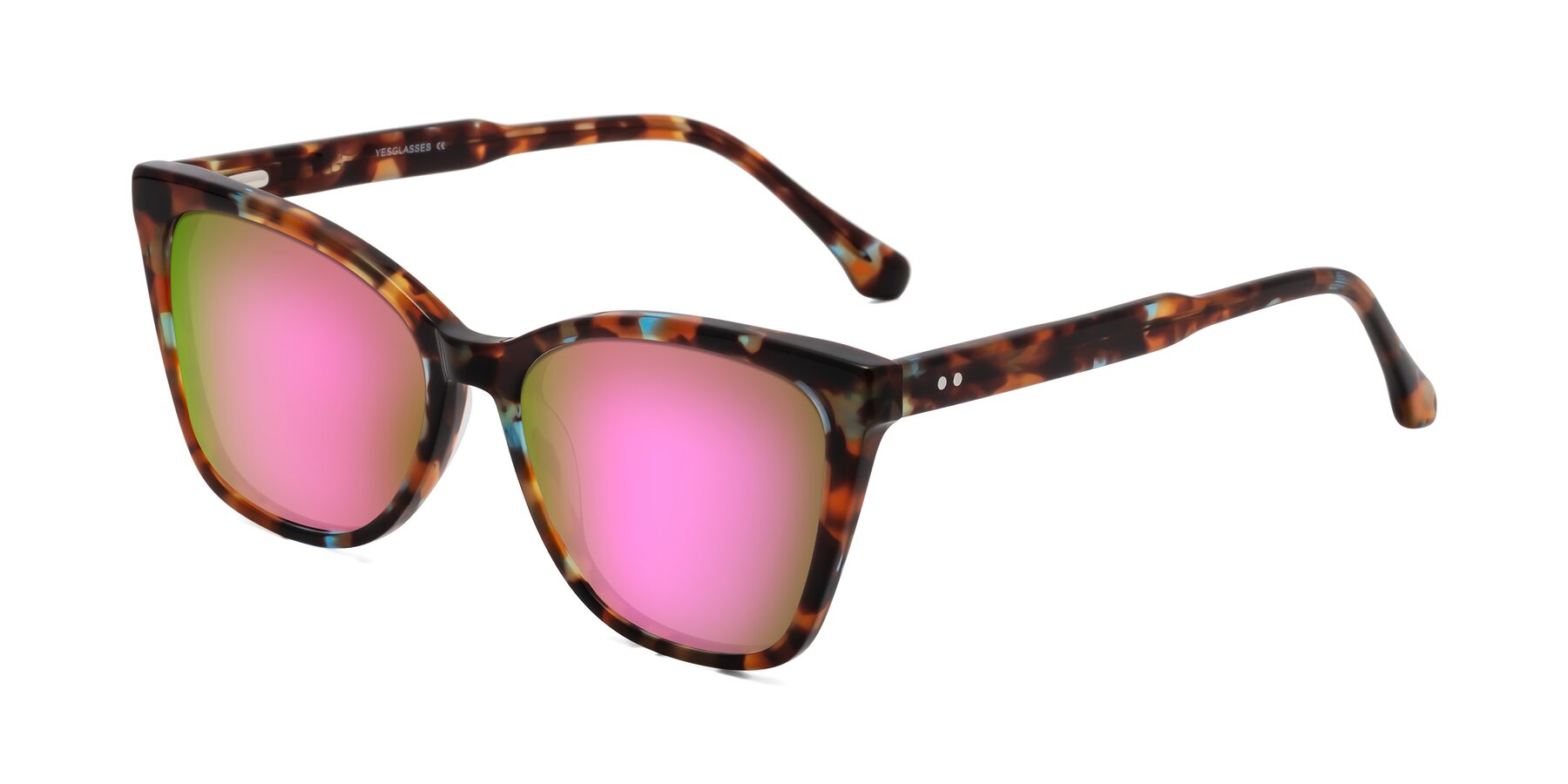 Angle of Cool in Floral Tortoise with Pink Mirrored Lenses