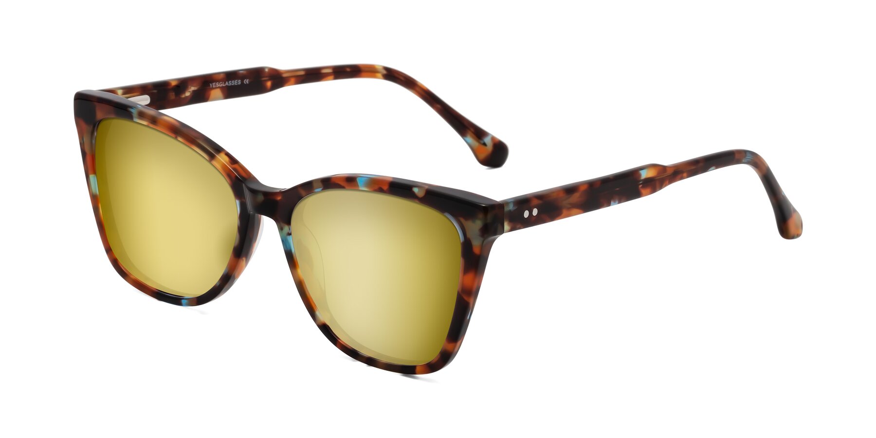 Angle of Cool in Floral Tortoise with Gold Mirrored Lenses