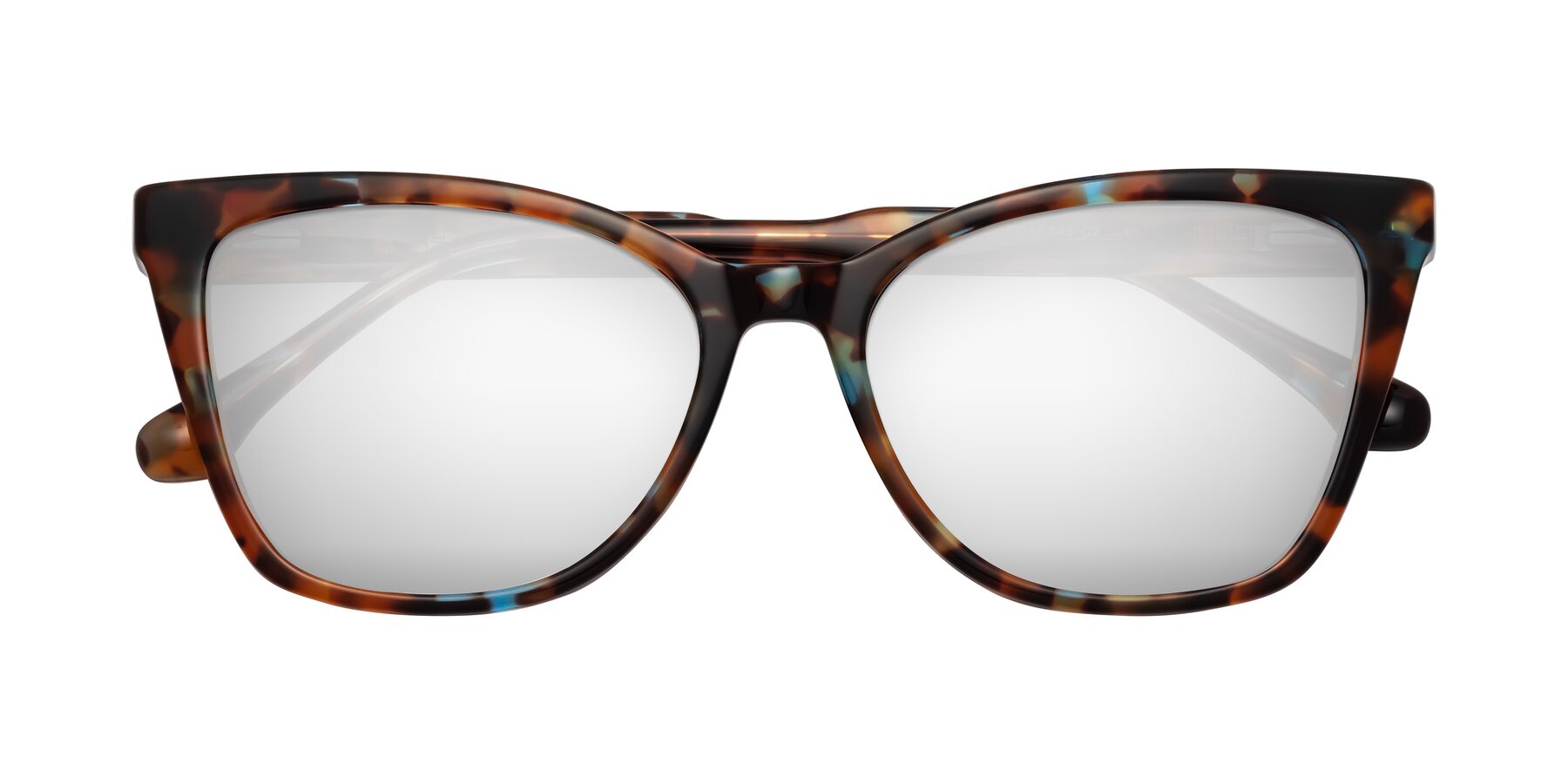 Folded Front of Cool in Floral Tortoise with Silver Mirrored Lenses