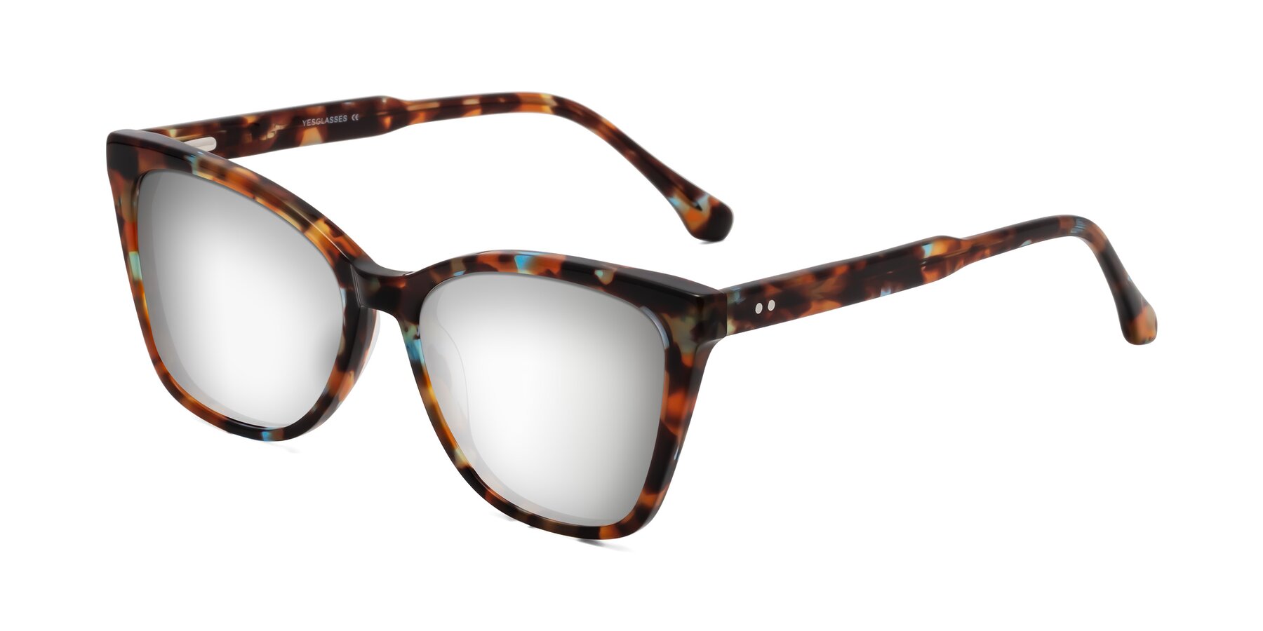 Angle of Cool in Floral Tortoise with Silver Mirrored Lenses