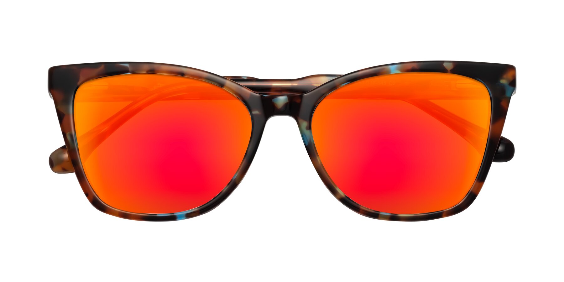 Folded Front of Cool in Floral Tortoise with Red Gold Mirrored Lenses