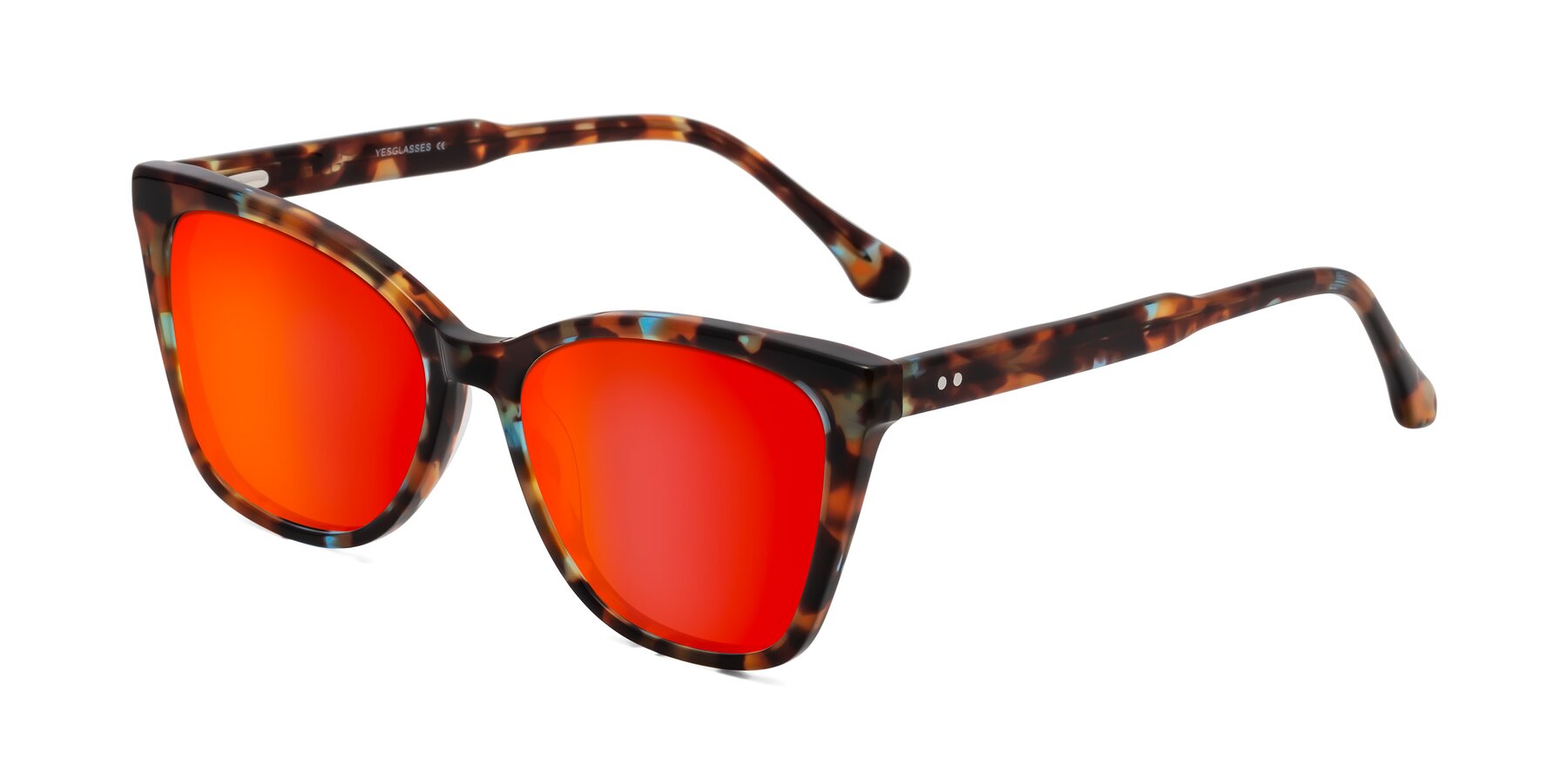 Angle of Cool in Floral Tortoise with Red Gold Mirrored Lenses