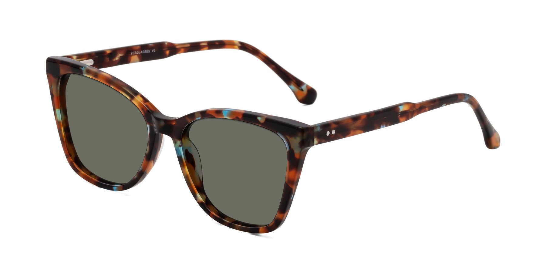 Angle of Cool in Floral Tortoise with Gray Polarized Lenses