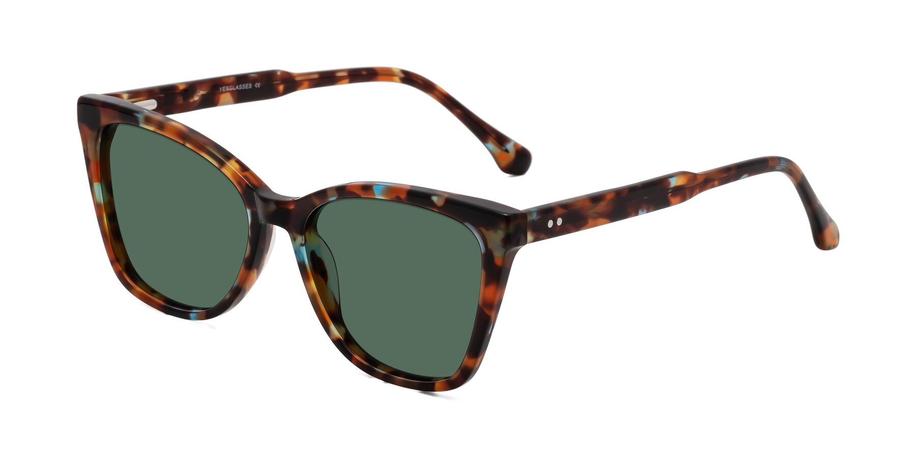 Angle of Cool in Floral Tortoise with Green Polarized Lenses