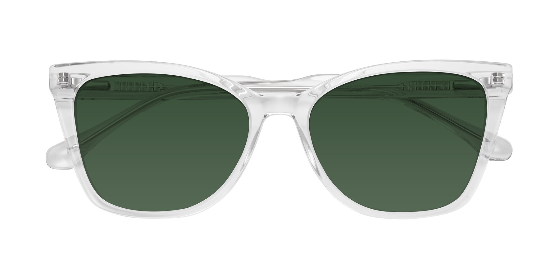 Folded Front of Cool in Clear with Green Tinted Lenses