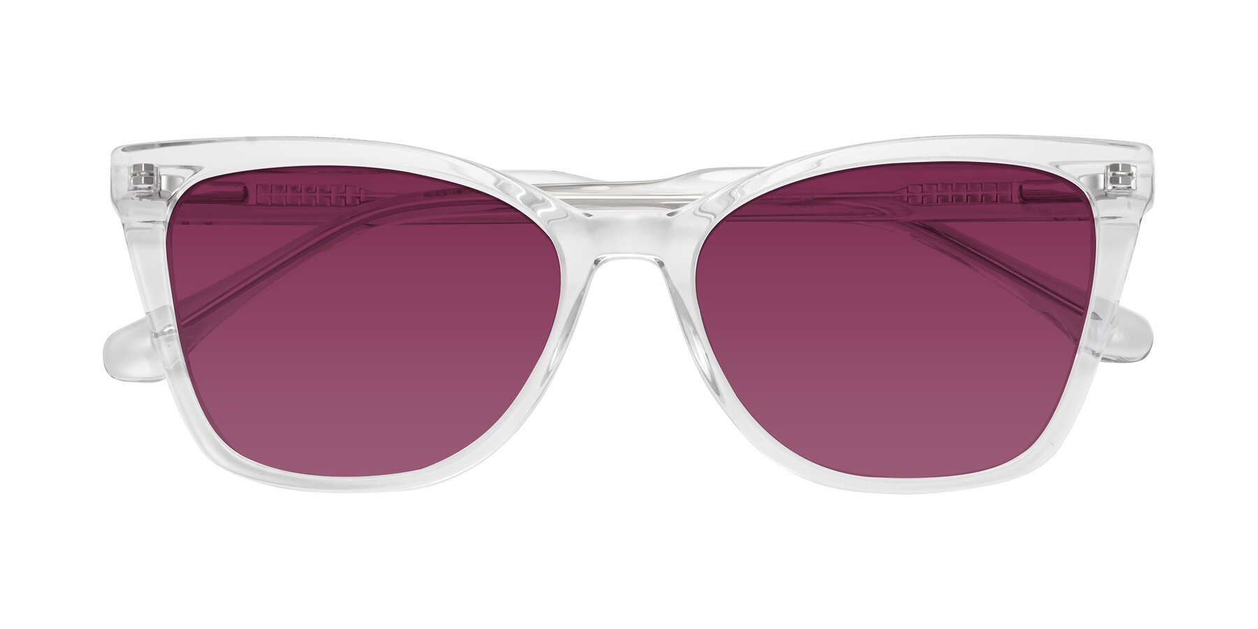 Folded Front of Cool in Clear with Wine Tinted Lenses