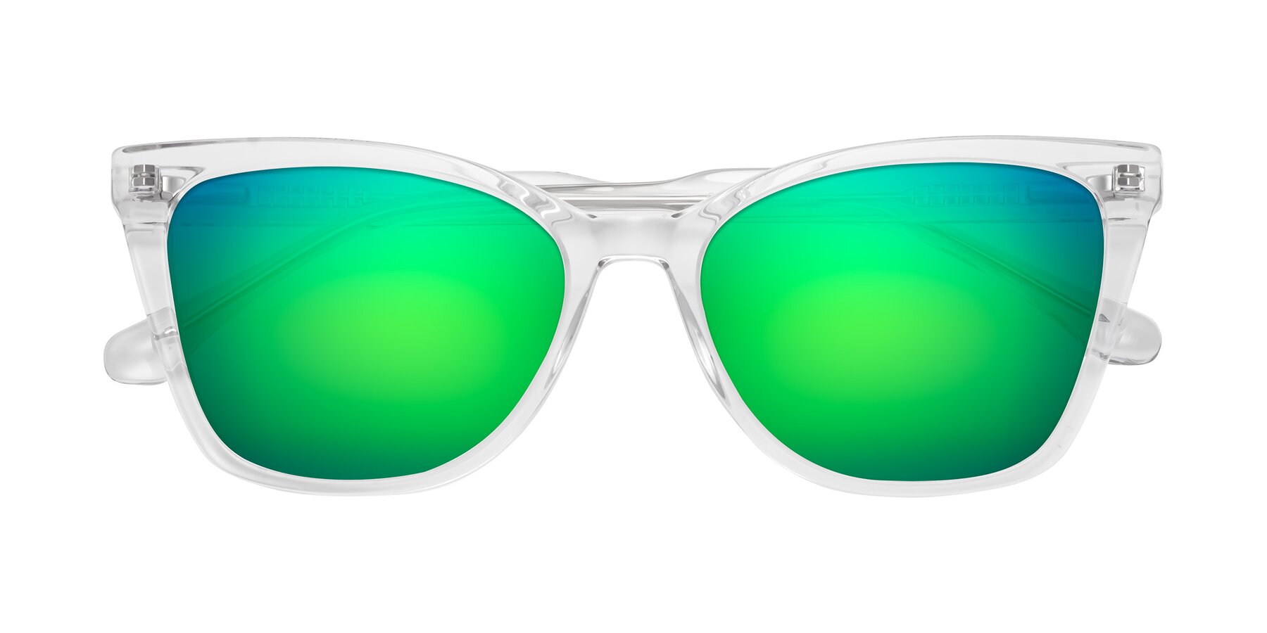 Folded Front of Cool in Clear with Green Mirrored Lenses