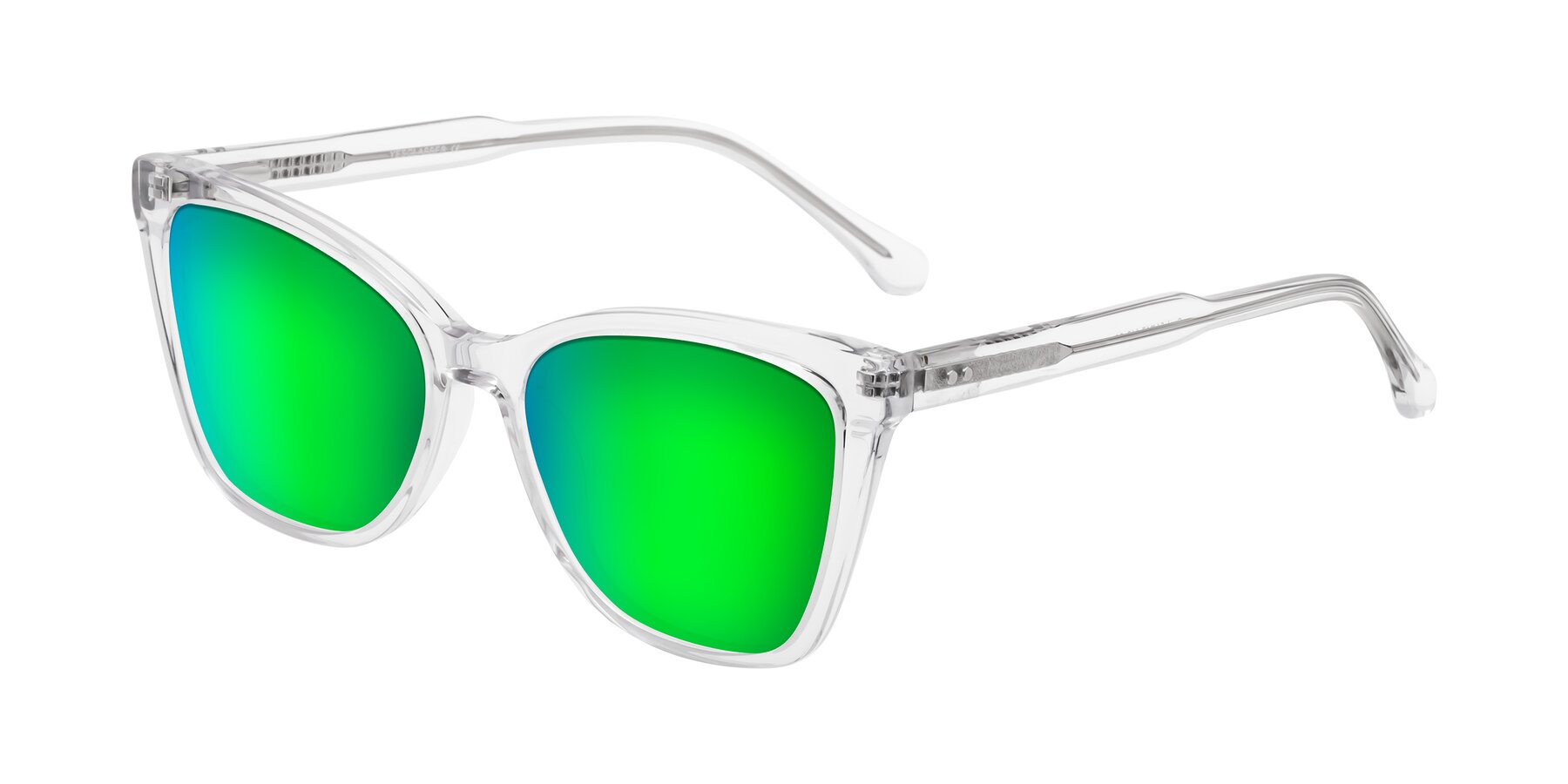 Angle of Cool in Clear with Green Mirrored Lenses