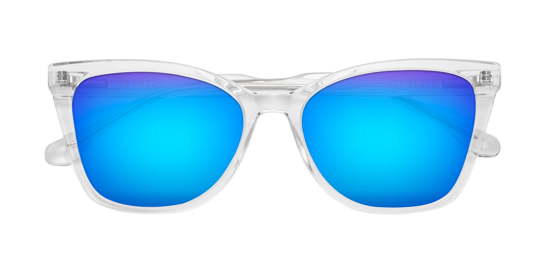 Folded Front of Cool in Clear with Blue Mirrored Lenses