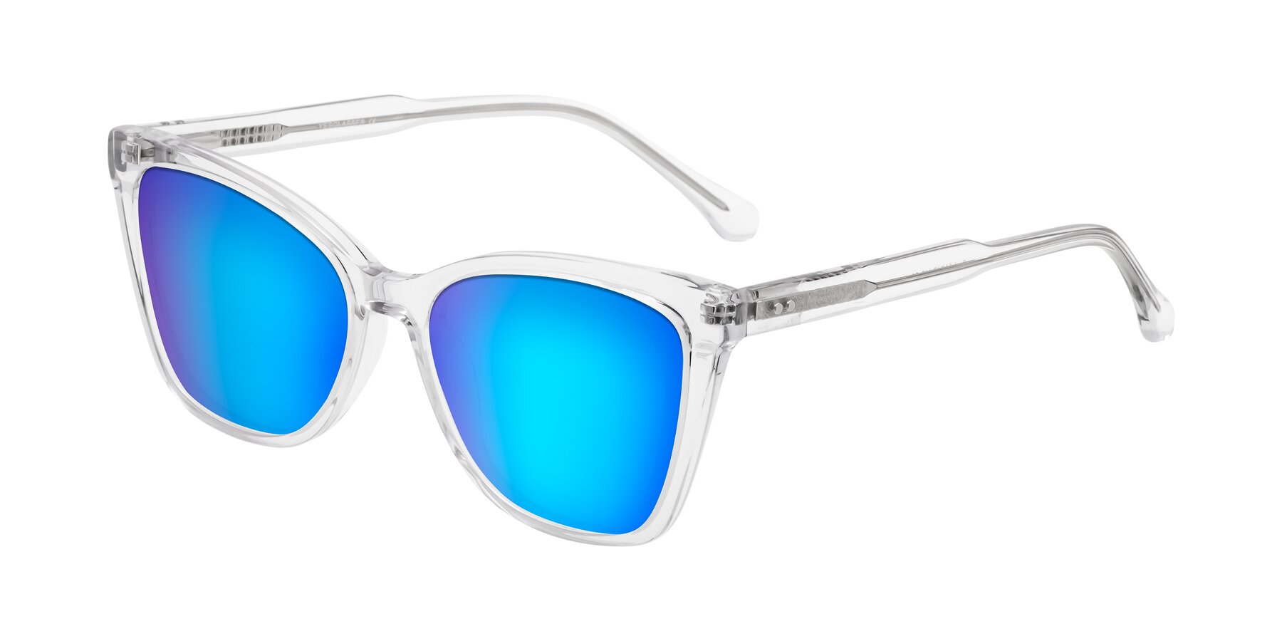 Angle of Cool in Clear with Blue Mirrored Lenses